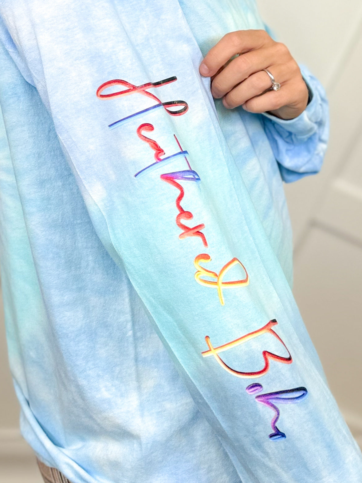 Custom Heathered Boho Ombre Rainbow Graphic Long Sleeve-Lagoon-130 Graphic Tees-Heathered Boho-Heathered Boho Boutique, Women's Fashion and Accessories in Palmetto, FL