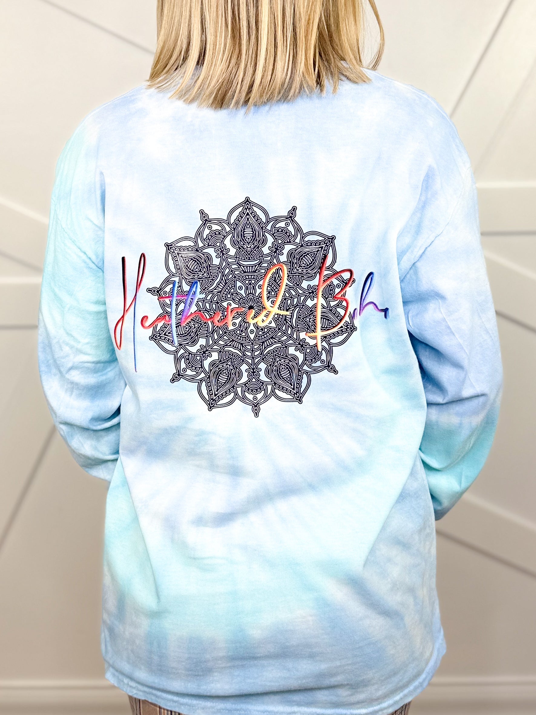Custom Heathered Boho Ombre Rainbow Graphic Long Sleeve-Lagoon-130 Graphic Tees-Heathered Boho-Heathered Boho Boutique, Women's Fashion and Accessories in Palmetto, FL