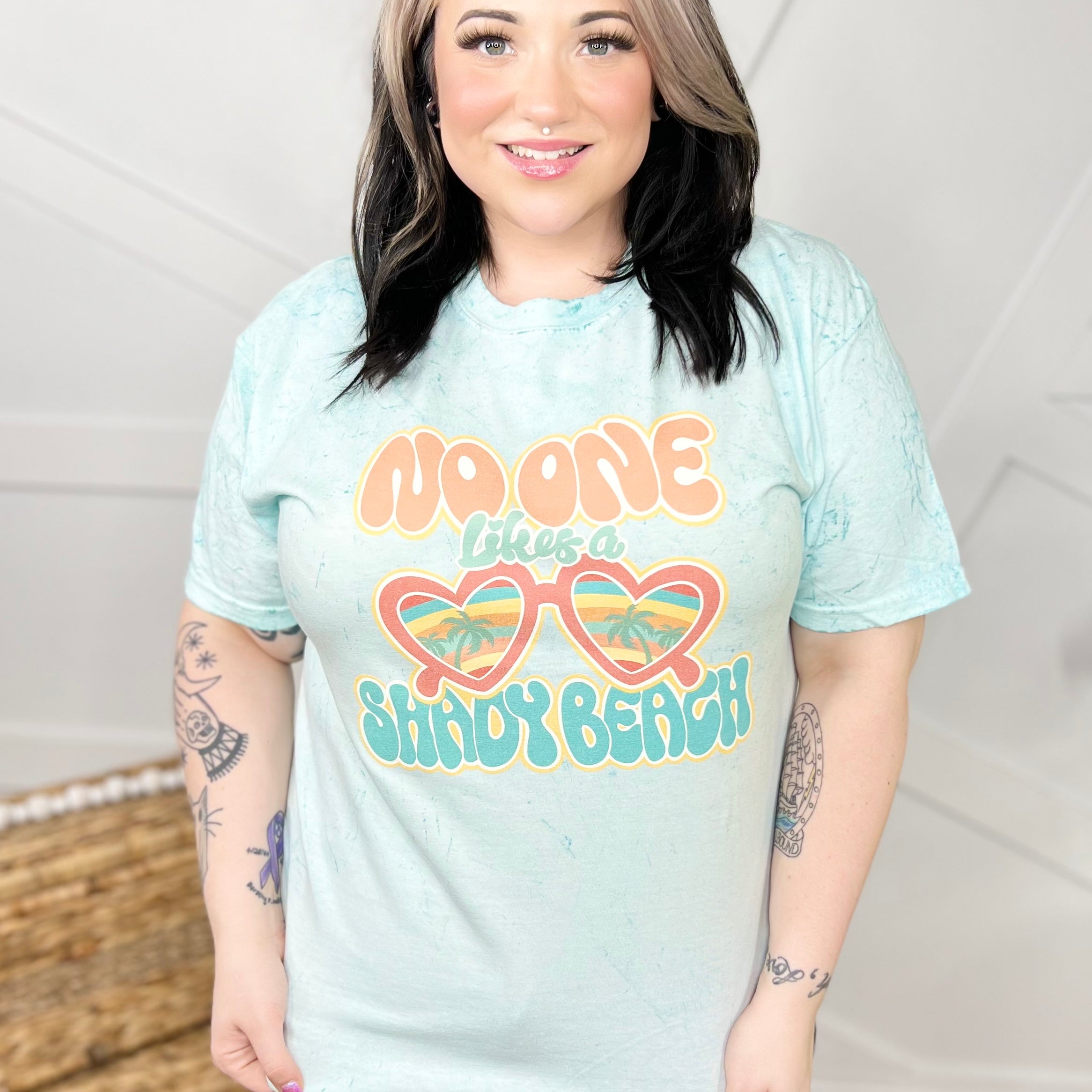 No One LIkes A Shady Beach Graphic Tee-130 Graphic Tees-Heathered Boho-Heathered Boho Boutique, Women's Fashion and Accessories in Palmetto, FL