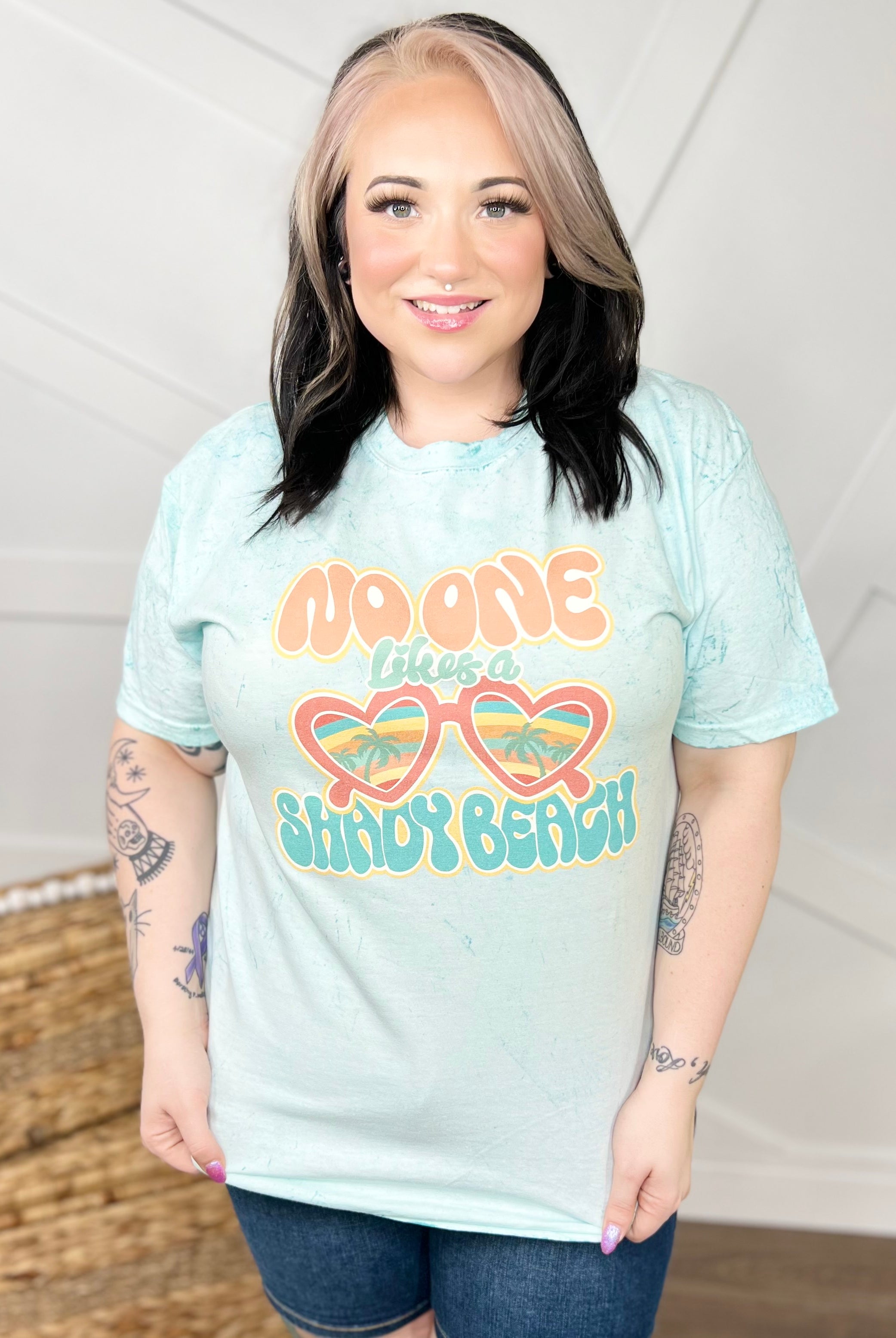 No One LIkes A Shady Beach Graphic Tee-130 Graphic Tees-Heathered Boho-Heathered Boho Boutique, Women's Fashion and Accessories in Palmetto, FL