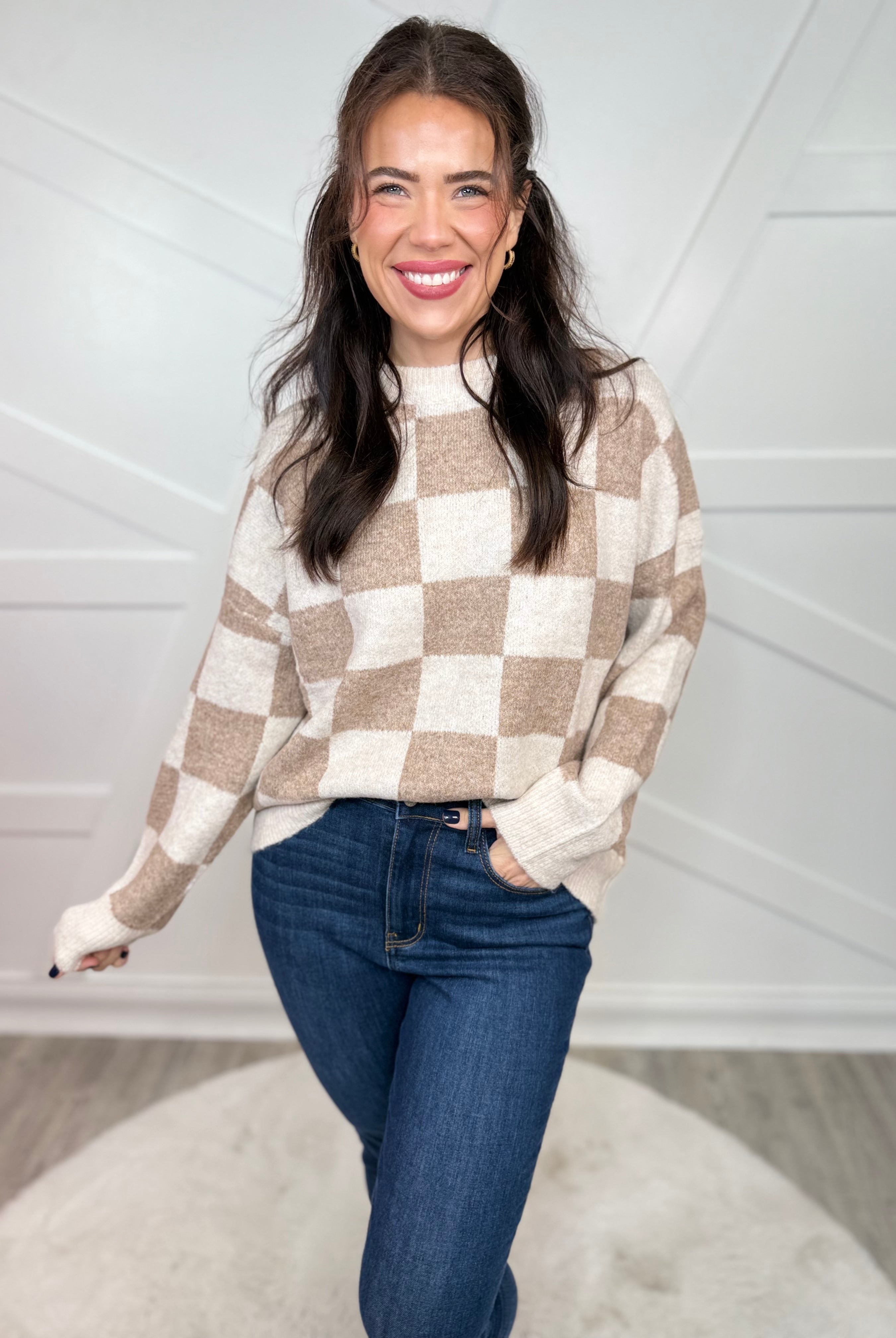 Chess Not Checkers Sweater-125 SWEATER-Miracle-Heathered Boho Boutique, Women's Fashion and Accessories in Palmetto, FL