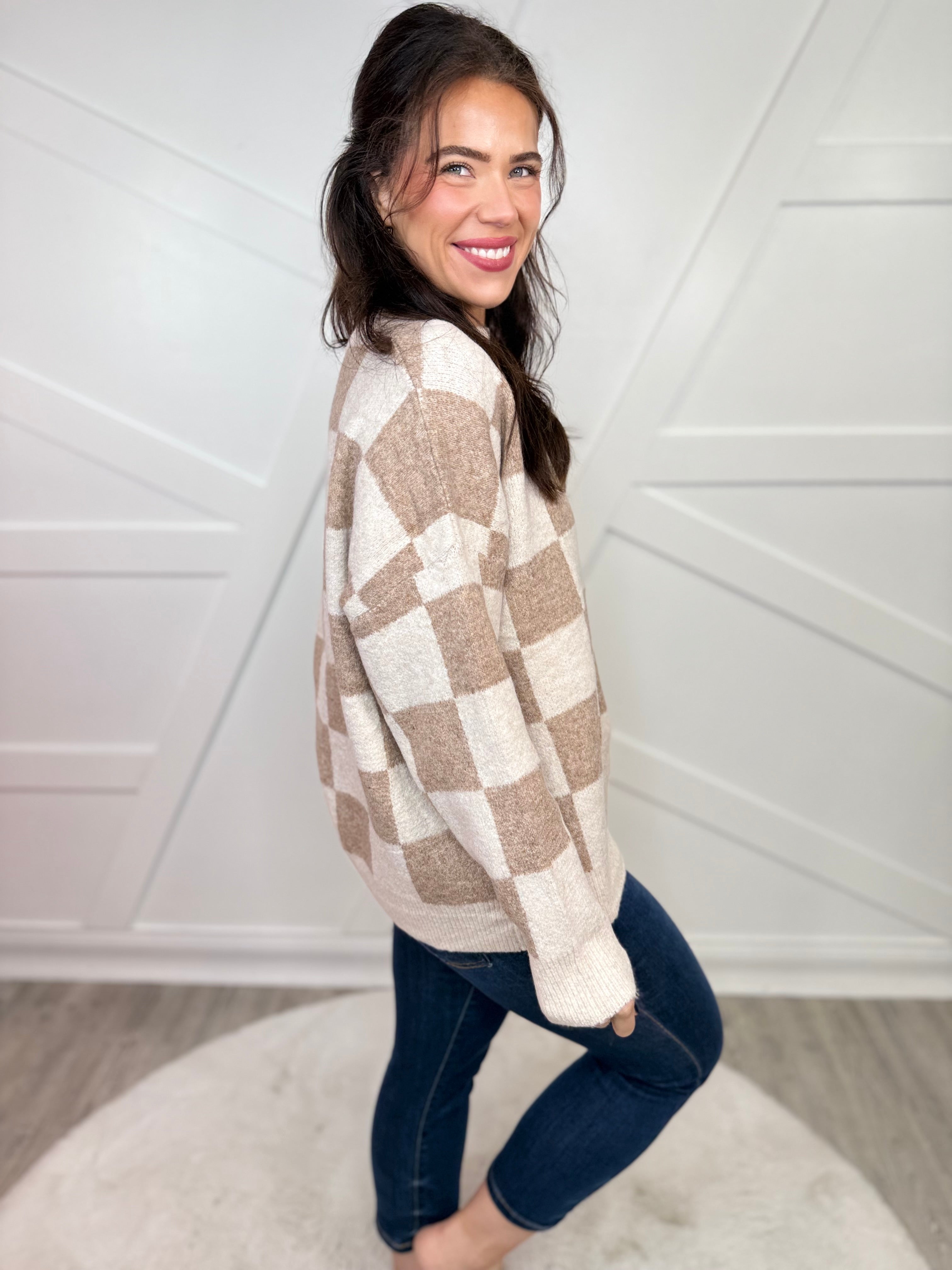 Chess Not Checkers Sweater-125 SWEATER-Miracle-Heathered Boho Boutique, Women's Fashion and Accessories in Palmetto, FL
