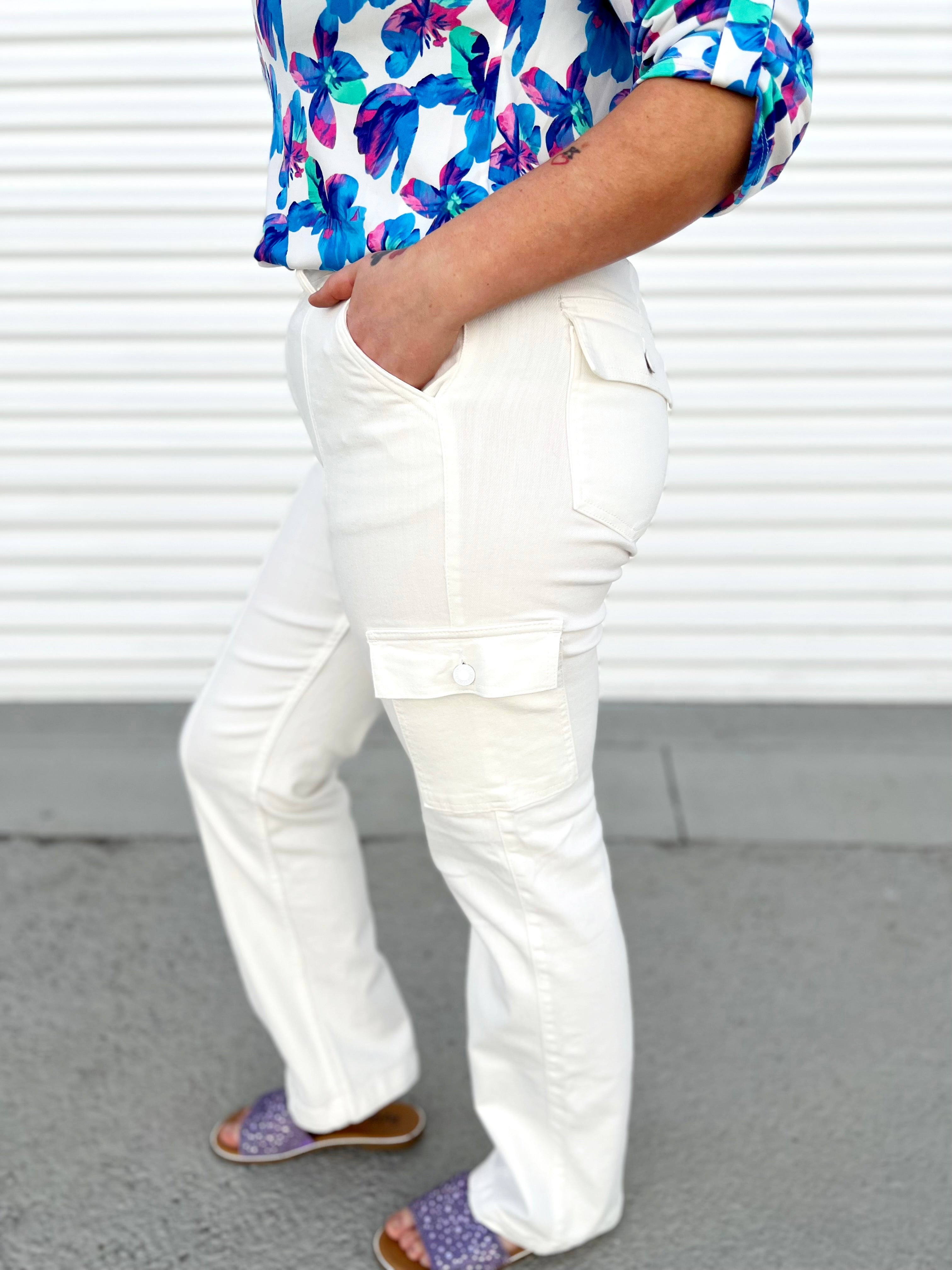 Cargo Straight Leg by Judy Blue-190 Jeans-Judy Blue-Heathered Boho Boutique, Women's Fashion and Accessories in Palmetto, FL