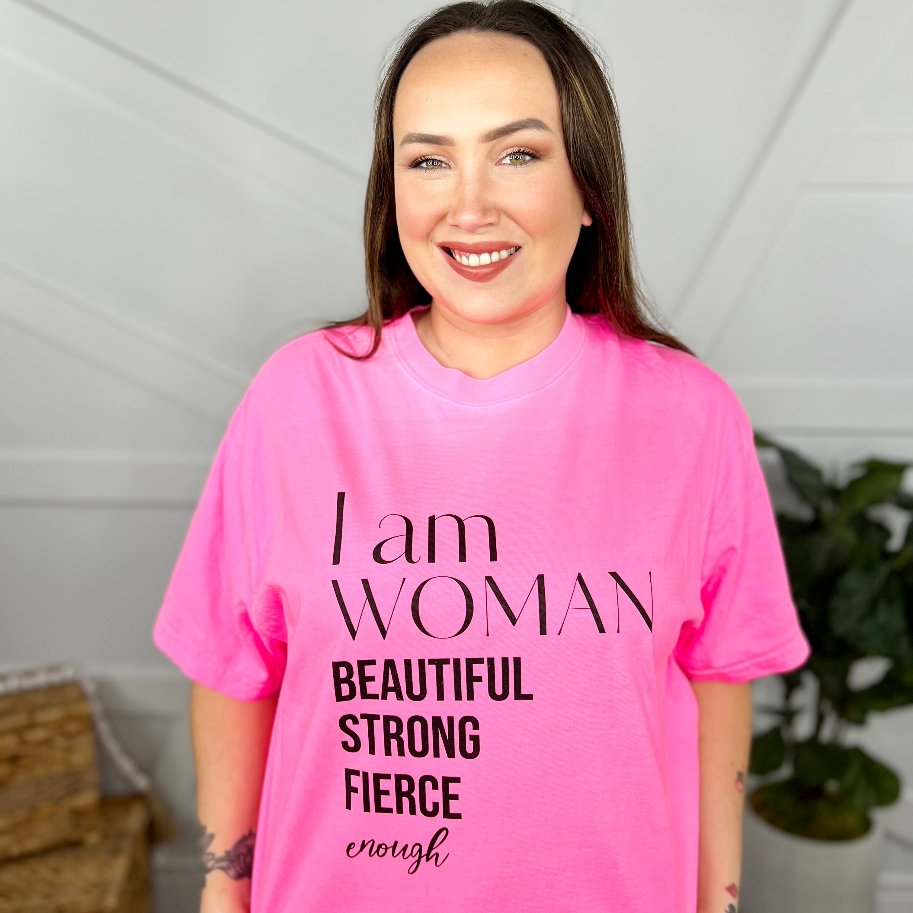 I Am Woman Graphic Tee-130 Graphic Tees-Heathered Boho-Heathered Boho Boutique, Women's Fashion and Accessories in Palmetto, FL