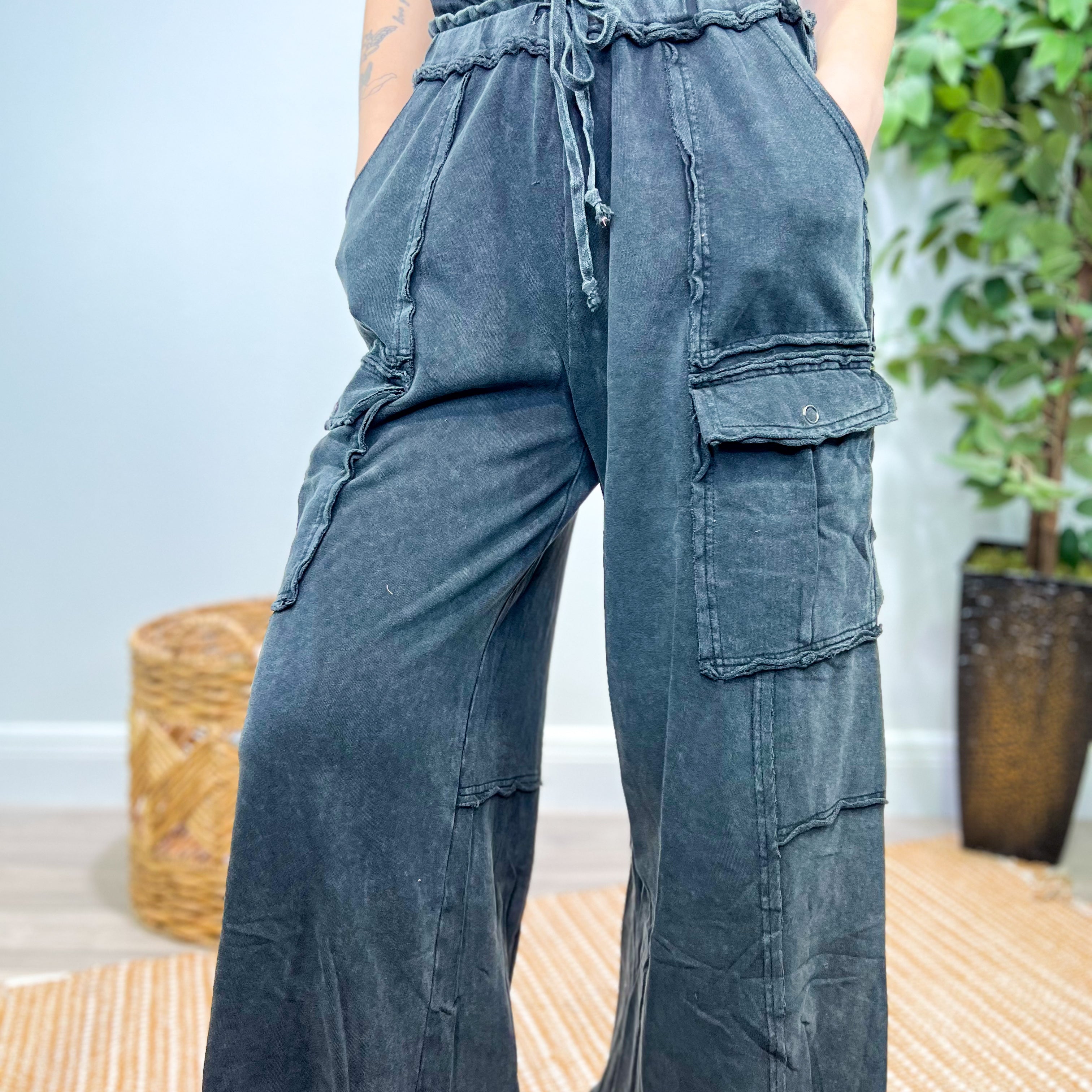 Restock: Feeling Good Utility Pull On Pants-150 PANTS-Easel-Heathered Boho Boutique, Women's Fashion and Accessories in Palmetto, FL