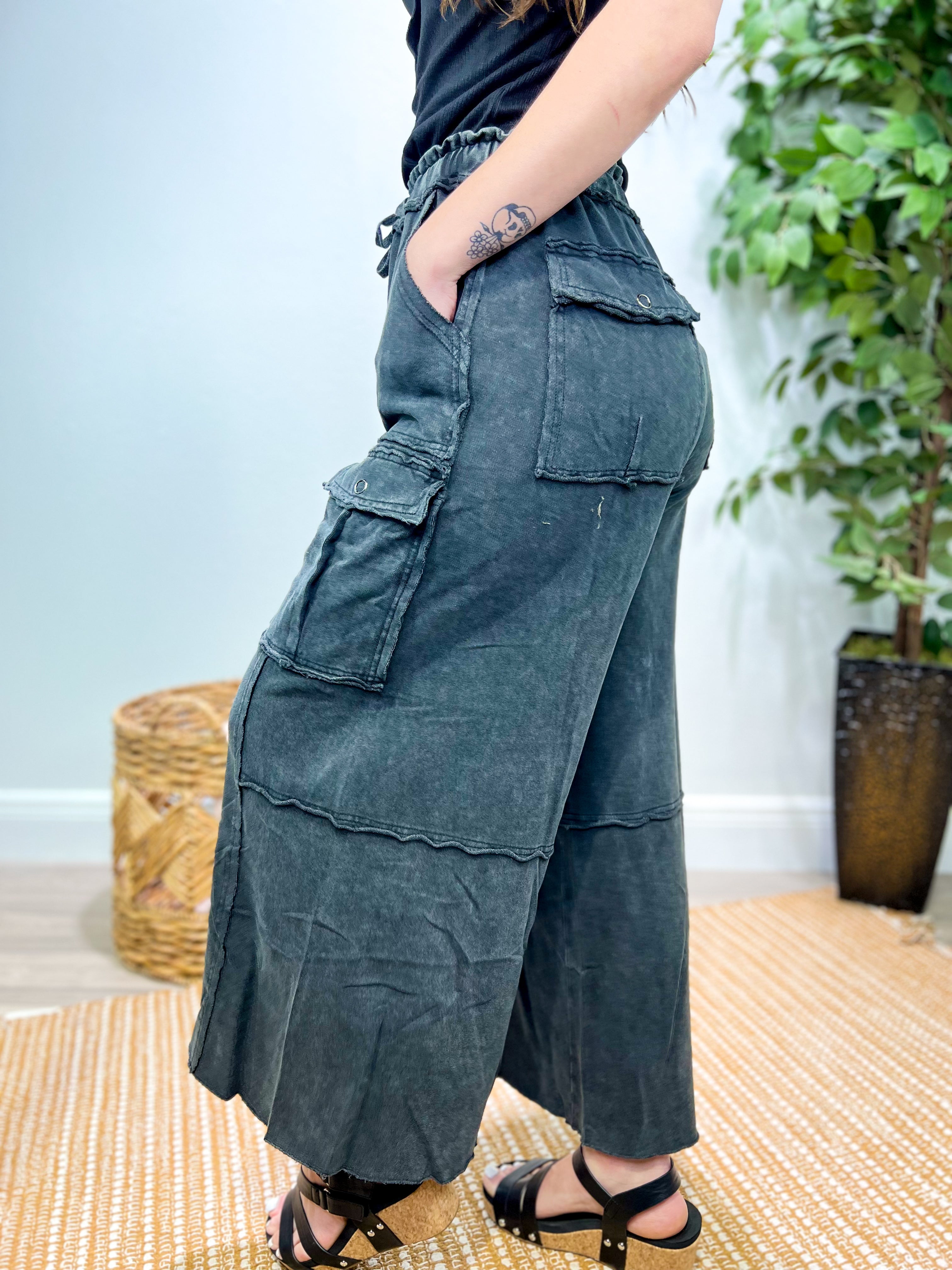 Restock: Feeling Good Utility Pull On Pants-150 PANTS-Easel-Heathered Boho Boutique, Women's Fashion and Accessories in Palmetto, FL