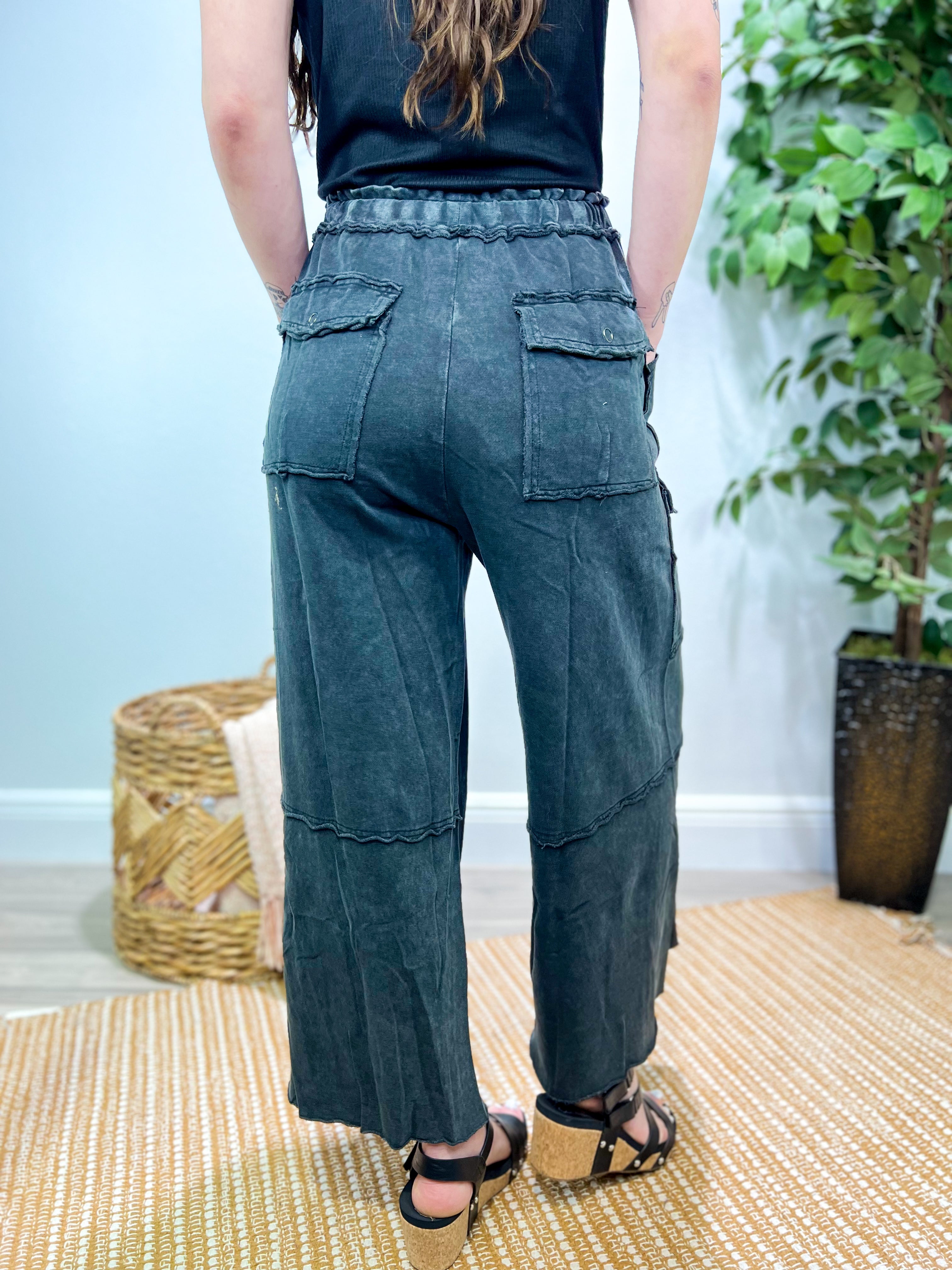 Restock: Feeling Good Utility Pull On Pants-150 PANTS-Easel-Heathered Boho Boutique, Women's Fashion and Accessories in Palmetto, FL
