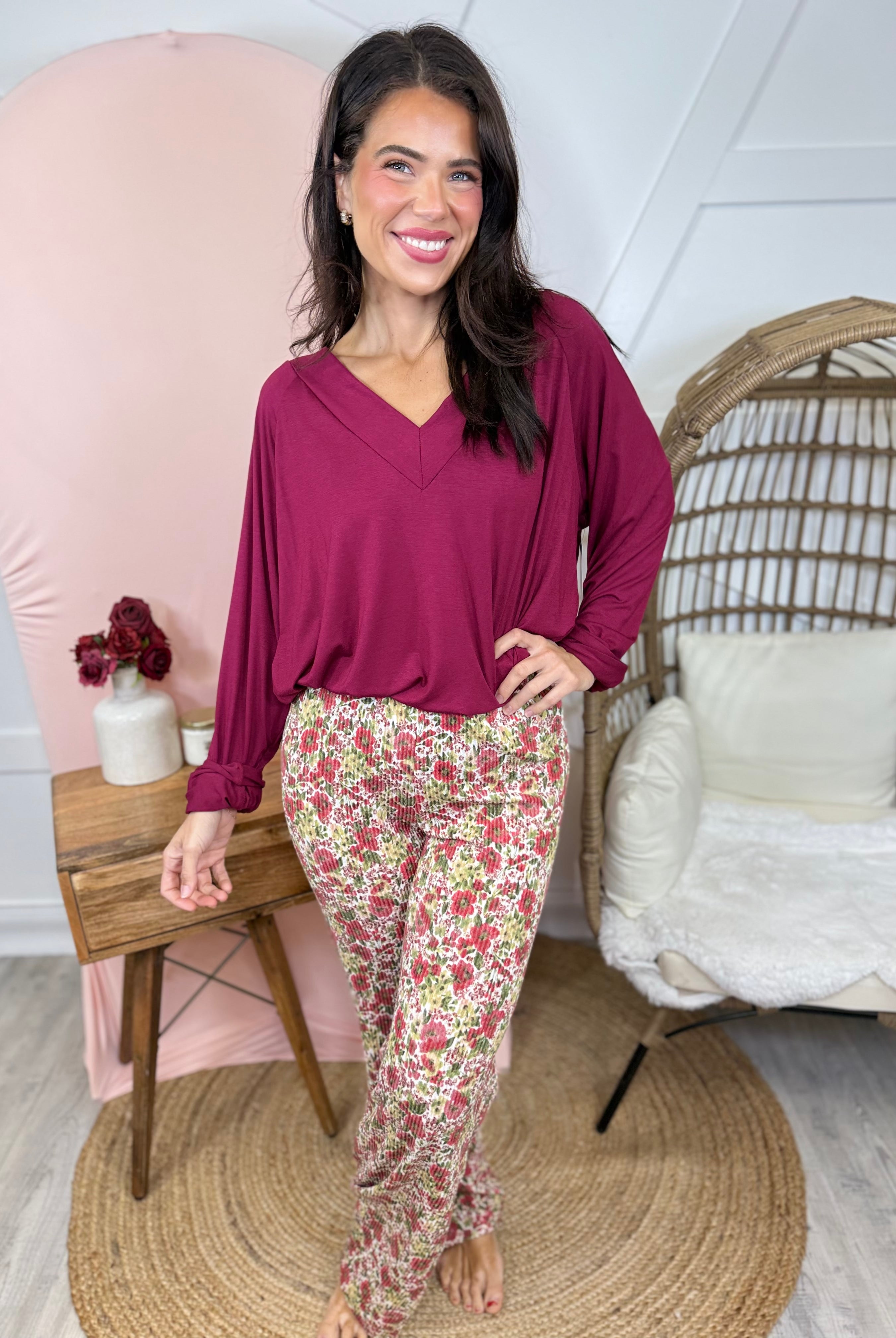 Pinterest Perfect Pants - Red Floral-150 PANTS-Heathered Boho-Heathered Boho Boutique, Women's Fashion and Accessories in Palmetto, FL