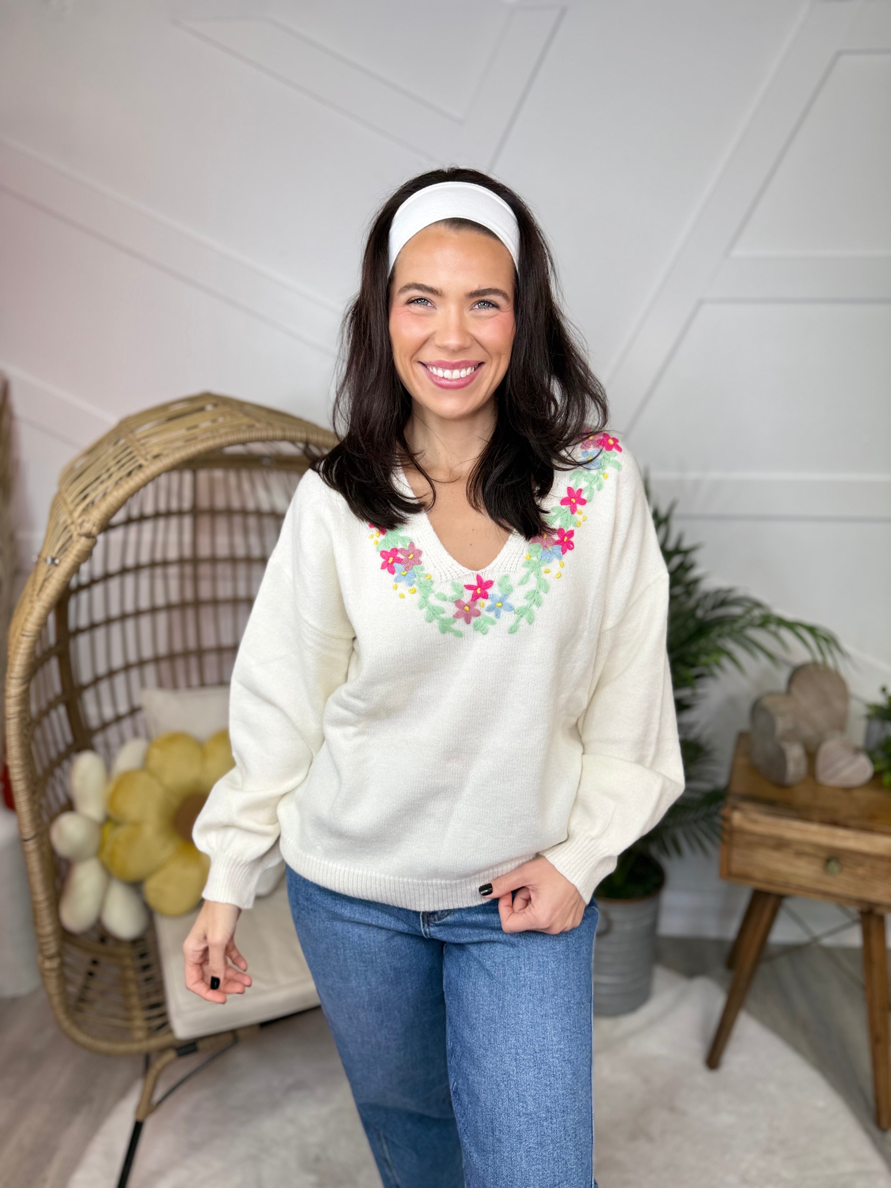 Petals Sweater-125 SWEATER-SEW IN LOVE-Heathered Boho Boutique, Women's Fashion and Accessories in Palmetto, FL