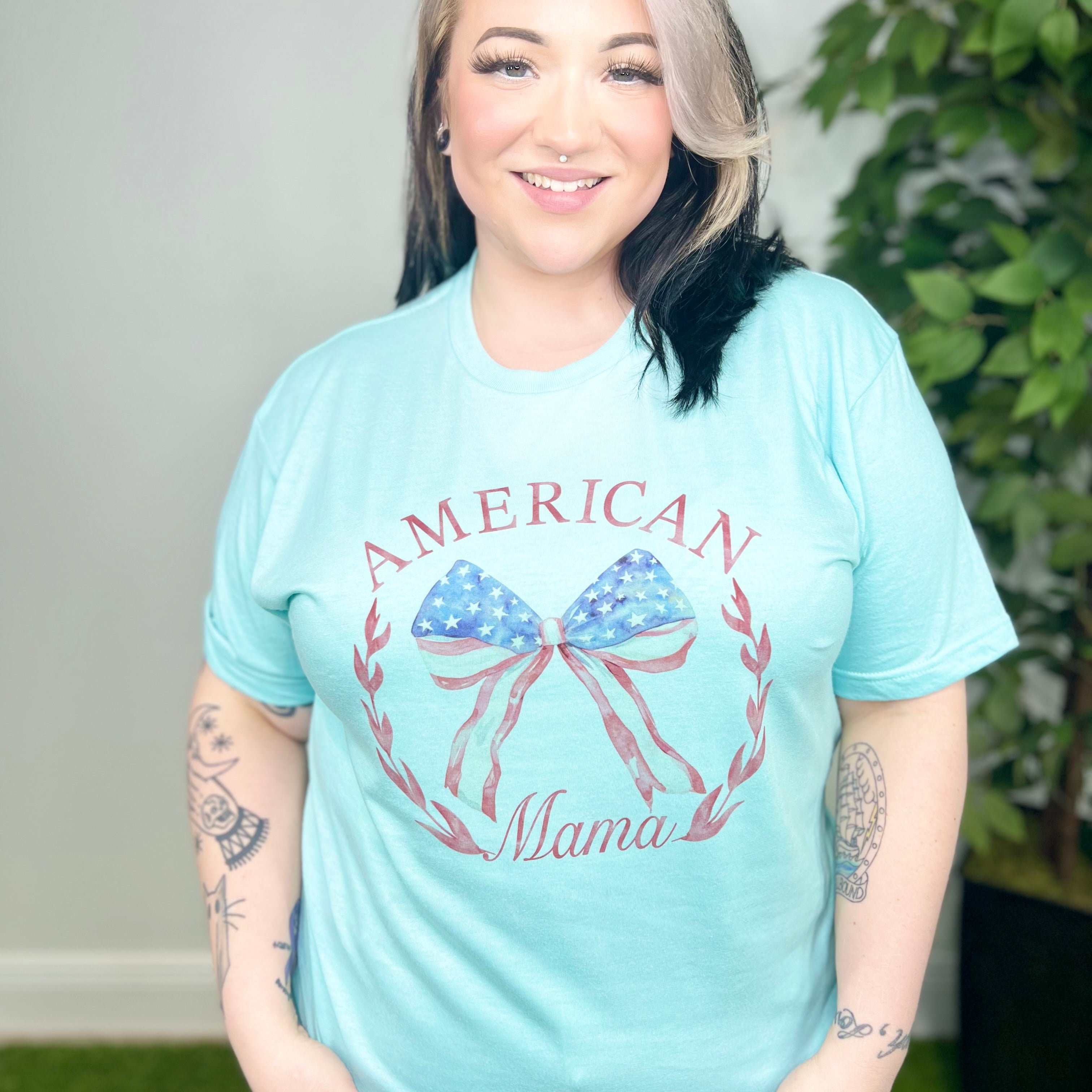 American Mama Graphic Tee-130 Graphic Tees-Heathered Boho-Heathered Boho Boutique, Women's Fashion and Accessories in Palmetto, FL