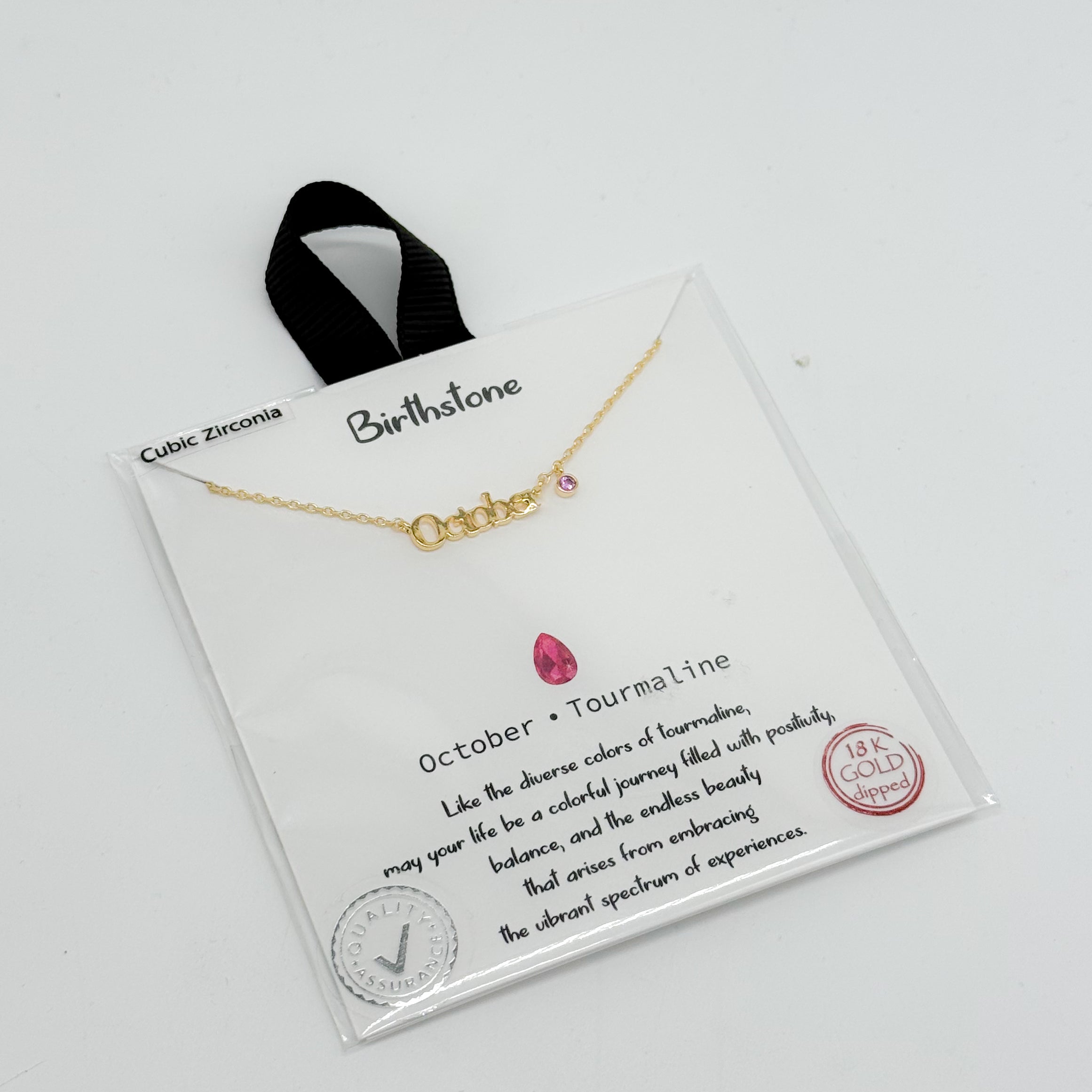 Gold Dipped Cz Month Birthstone Pendant Necklace-340 Other Accessories-Fame Accessories-Heathered Boho Boutique, Women's Fashion and Accessories in Palmetto, FL