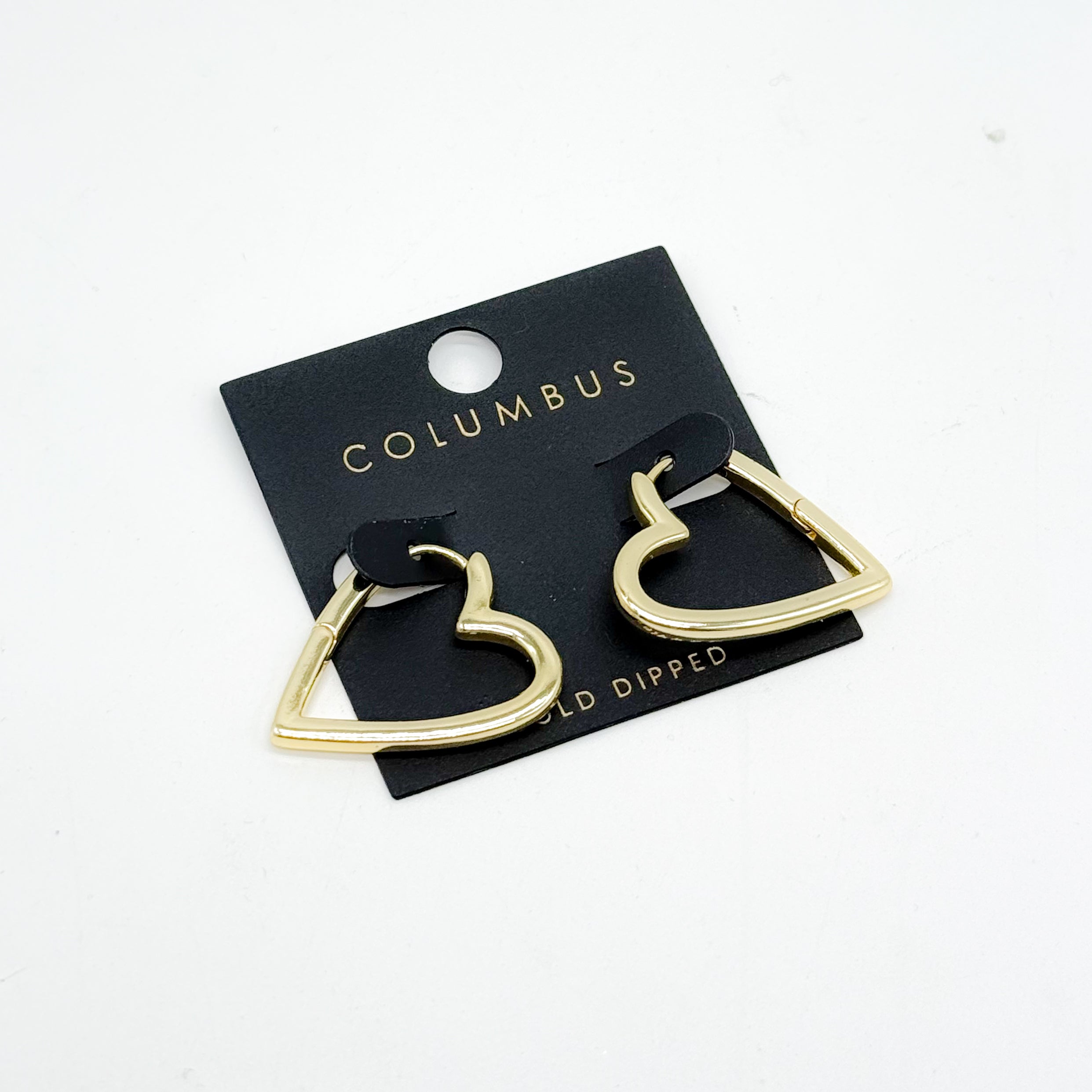 Gold Dipped Hinge Heart Hoop Earrings-310 Jewelry-Fame Accessories-Heathered Boho Boutique, Women's Fashion and Accessories in Palmetto, FL