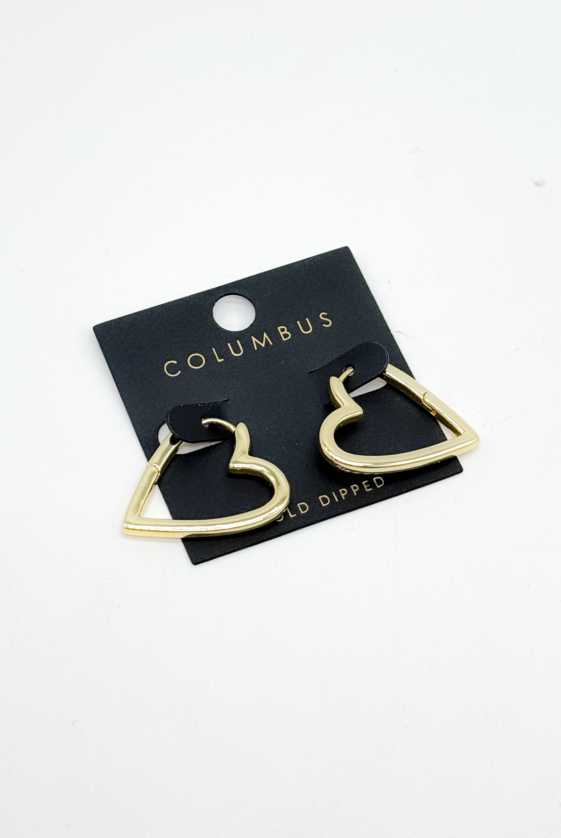 Gold Dipped Hinge Heart Hoop Earrings-310 Jewelry-Fame Accessories-Heathered Boho Boutique, Women's Fashion and Accessories in Palmetto, FL