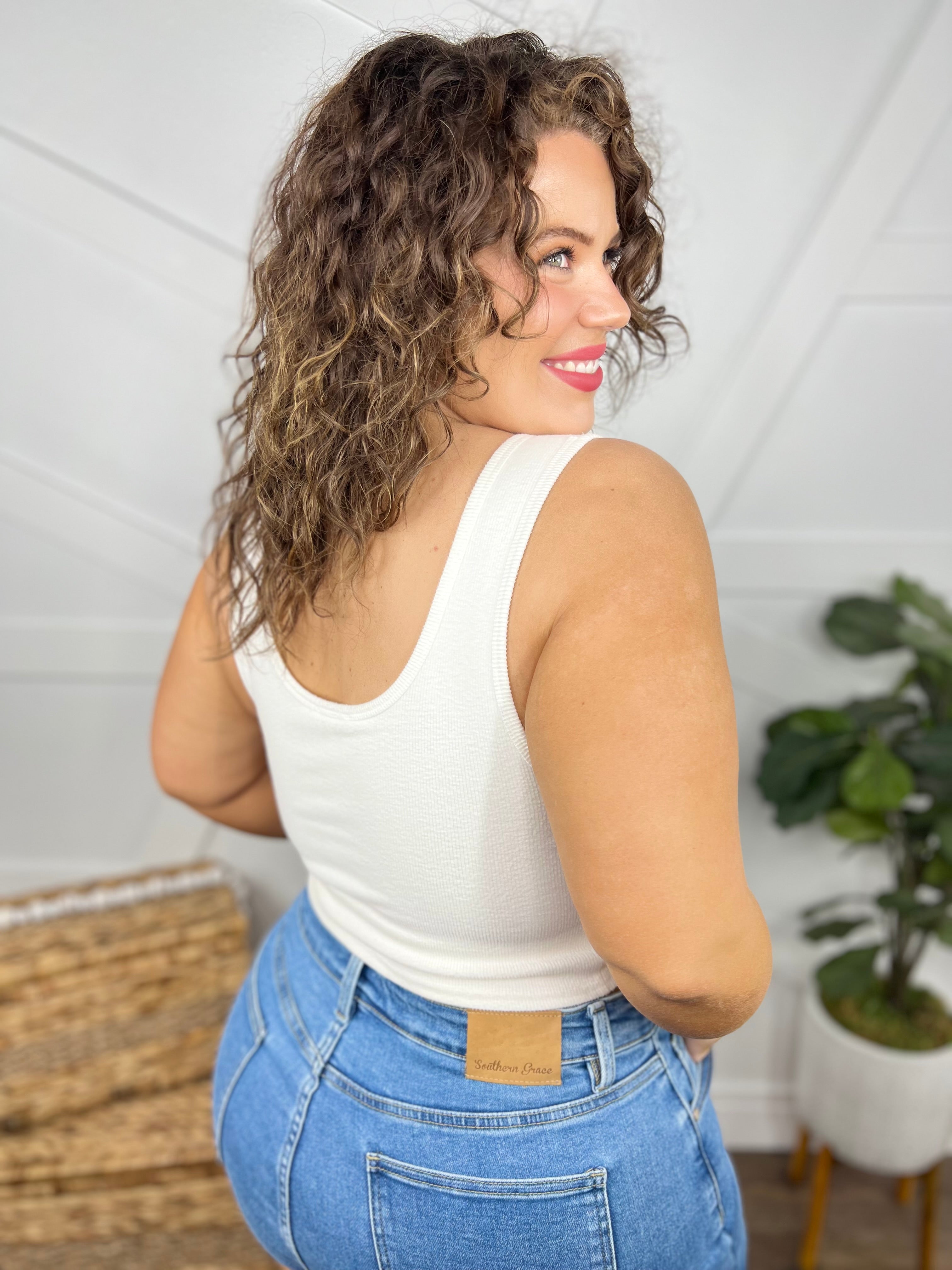 Doorbuster: Knock Out No Bra Needed Crop Top-100 Tank/Crop Tops-White Birch-Heathered Boho Boutique, Women's Fashion and Accessories in Palmetto, FL