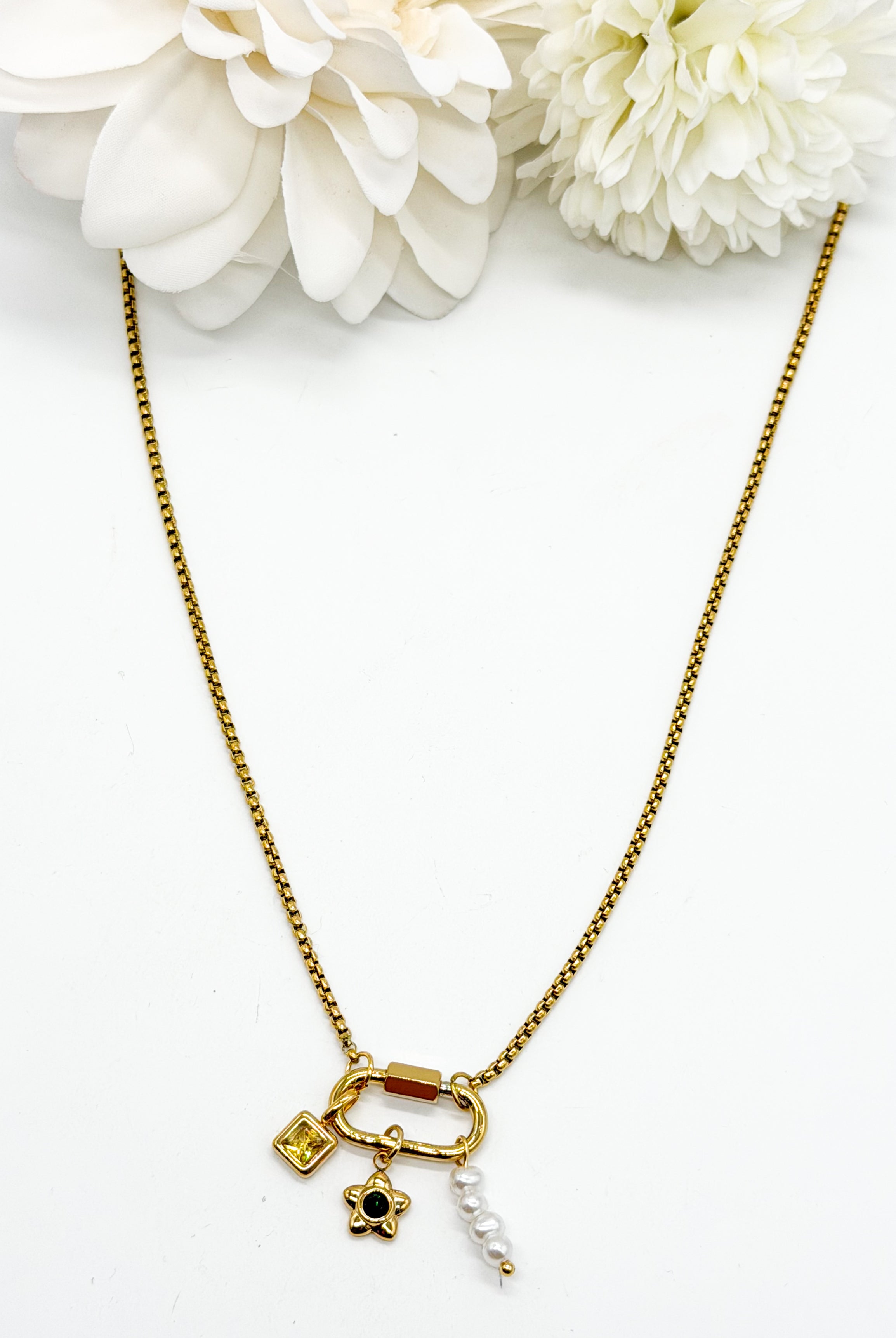 Golden Charm Lock Waterproof Necklace-310 Jewelry-NIHAO JEWELRY-Heathered Boho Boutique, Women's Fashion and Accessories in Palmetto, FL