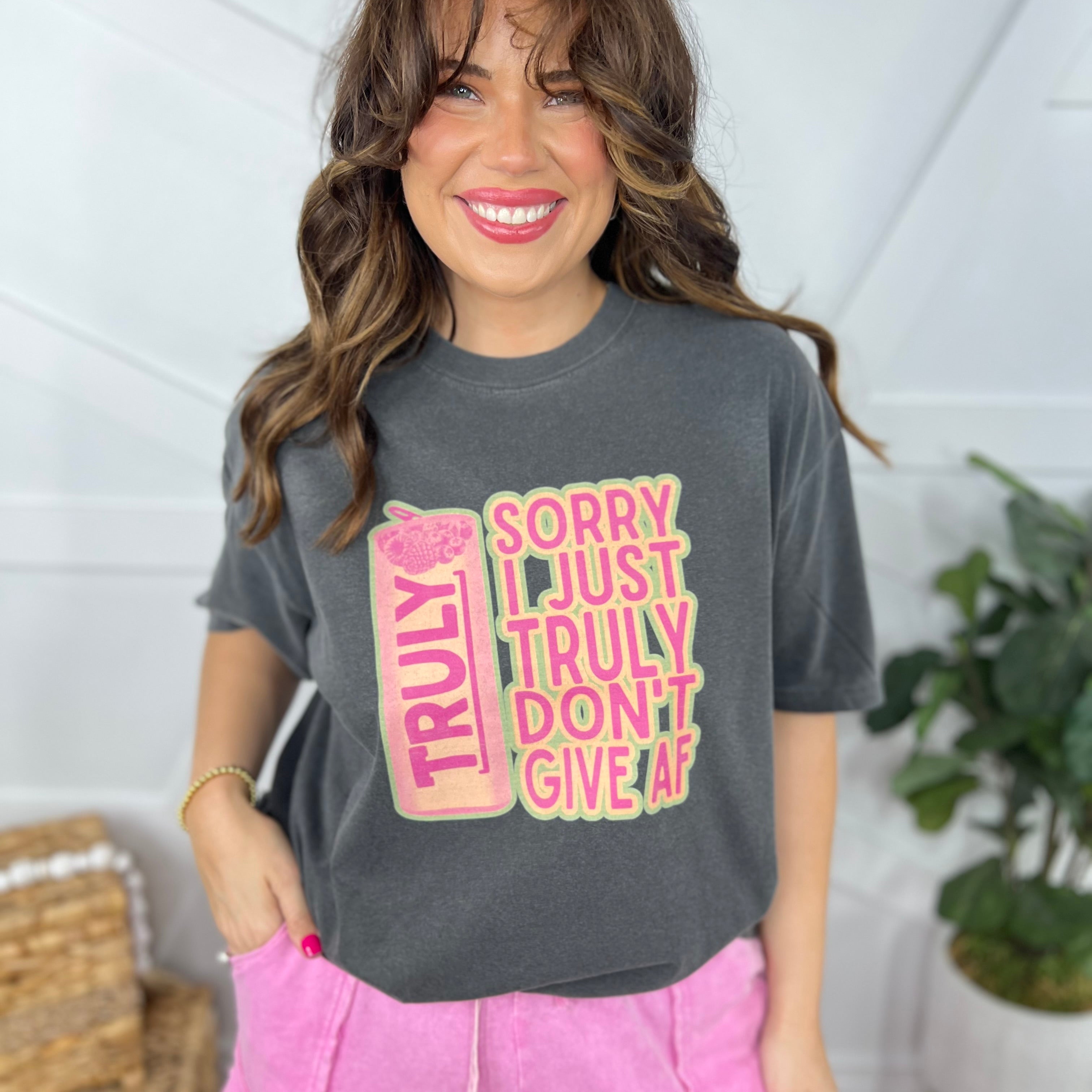 Truely Don't Graphic Tee-130 Graphic Tees-Heathered Boho-Heathered Boho Boutique, Women's Fashion and Accessories in Palmetto, FL