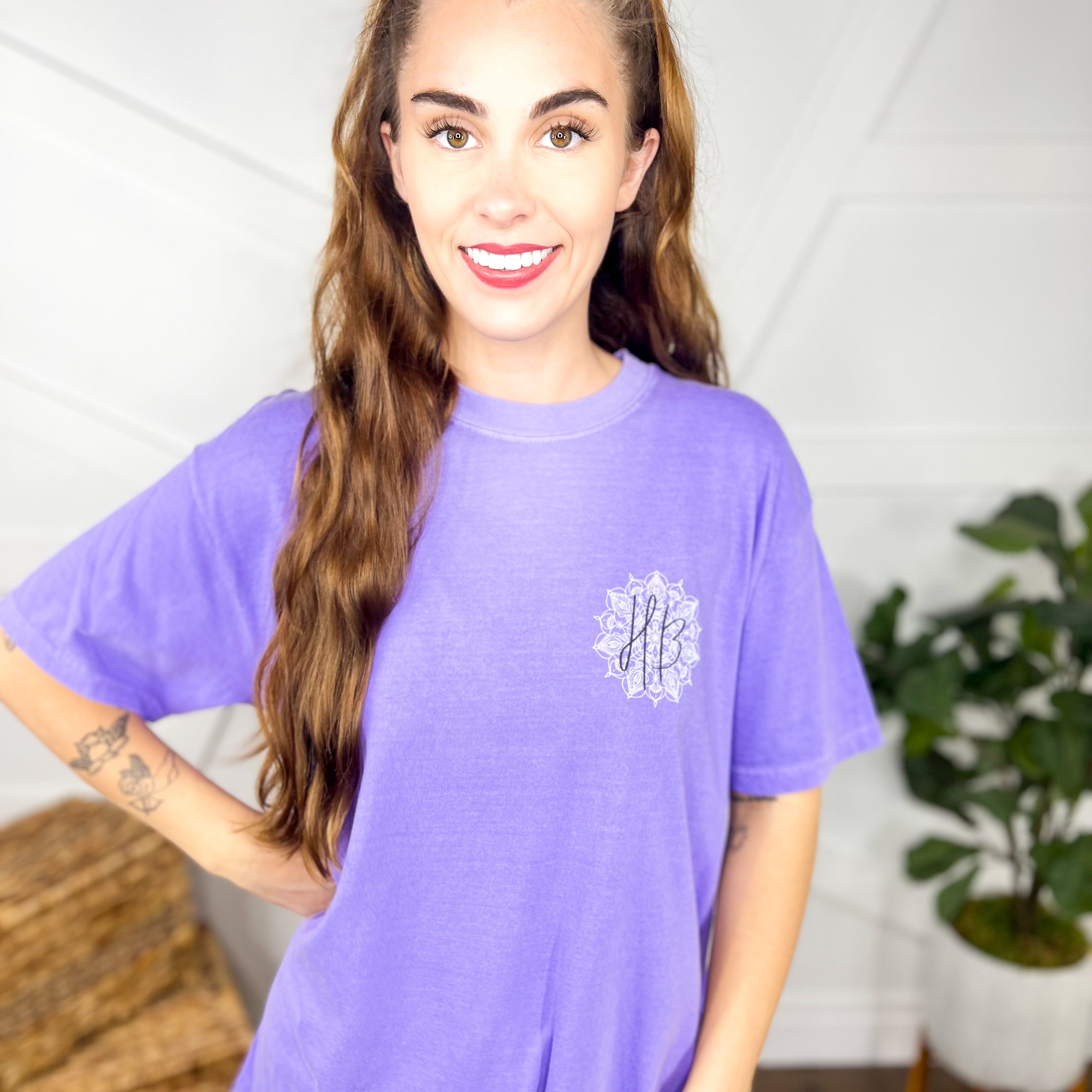 Custom Violet Heathered Boho Graphic Tee-130 Graphic Tees-Heathered Boho-Heathered Boho Boutique, Women's Fashion and Accessories in Palmetto, FL