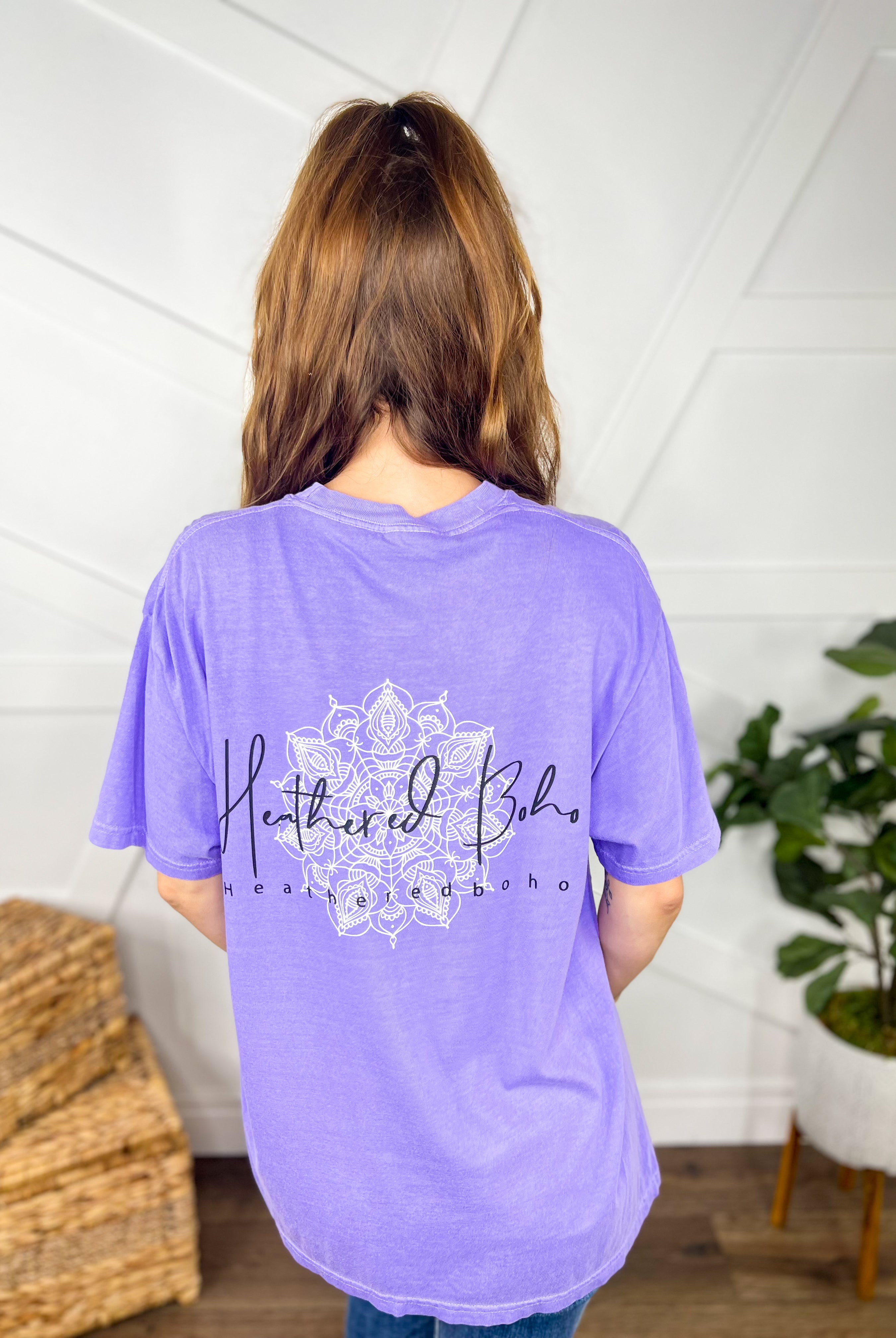 Custom Violet Heathered Boho Graphic Tee-130 Graphic Tees-Heathered Boho-Heathered Boho Boutique, Women's Fashion and Accessories in Palmetto, FL