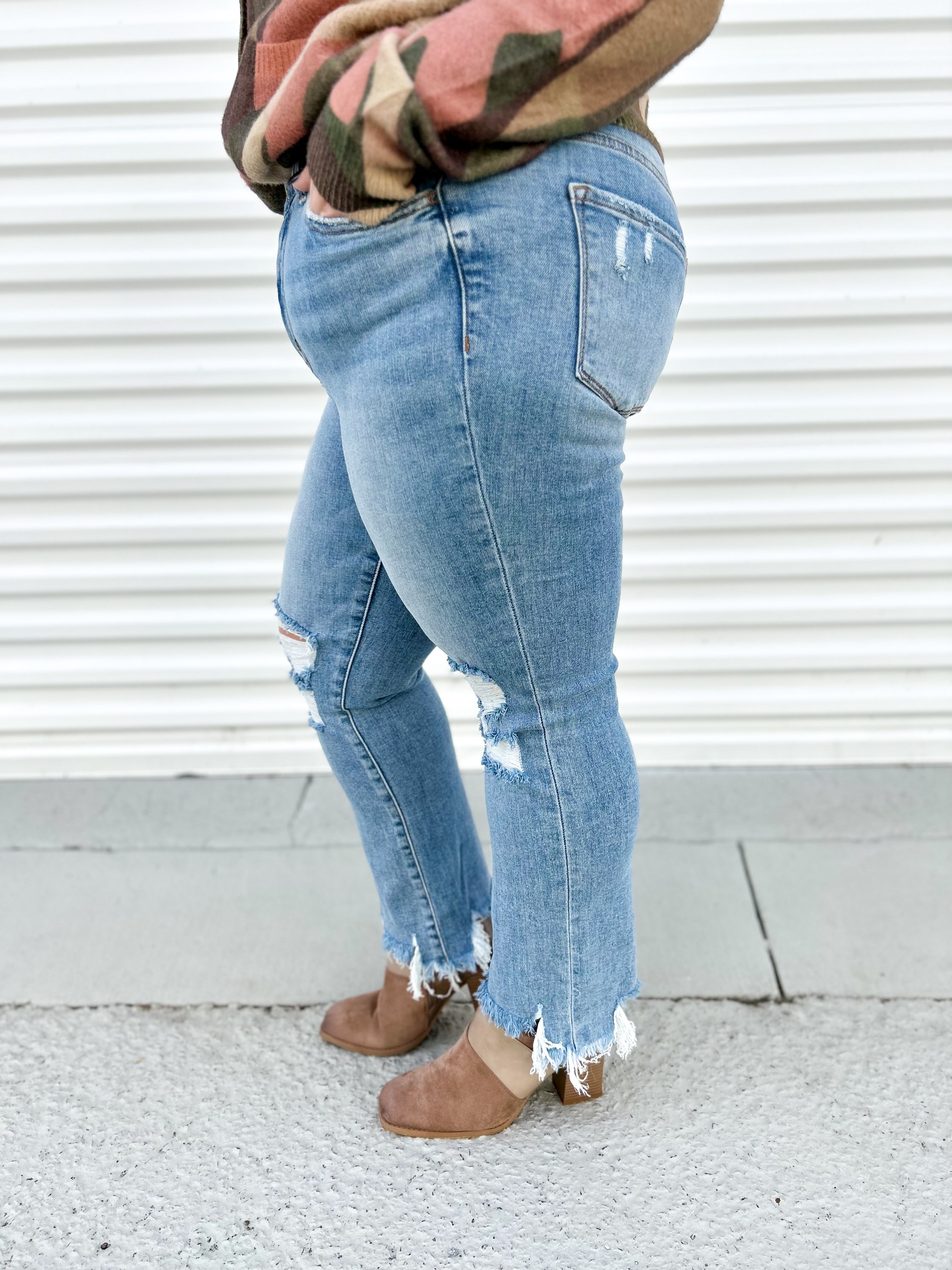 Revival Crop Flare Jeans by Vervet-190 Jeans-Vervet-Heathered Boho Boutique, Women's Fashion and Accessories in Palmetto, FL