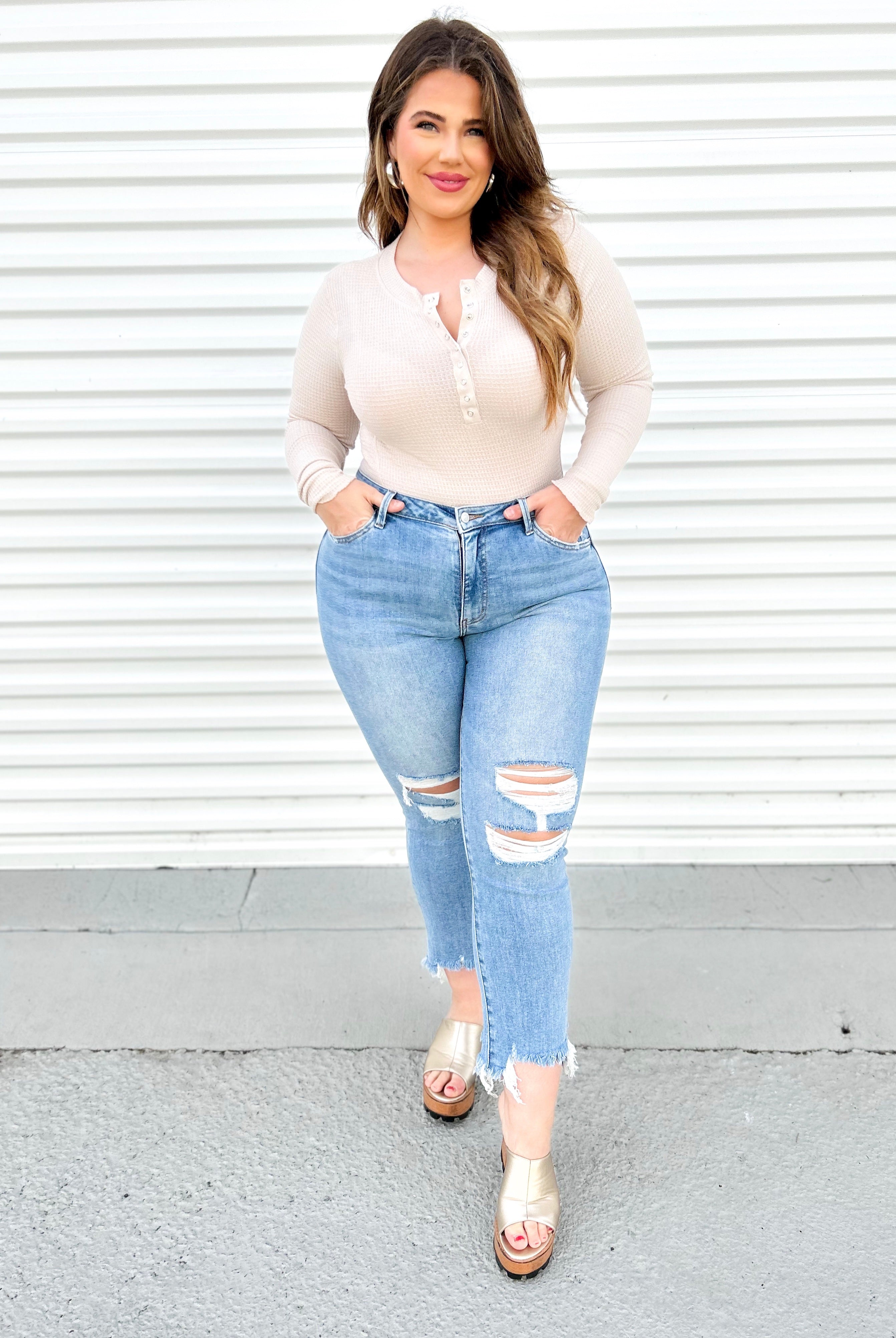 Revival Crop Flare Jeans by Vervet-190 Jeans-Vervet-Heathered Boho Boutique, Women's Fashion and Accessories in Palmetto, FL