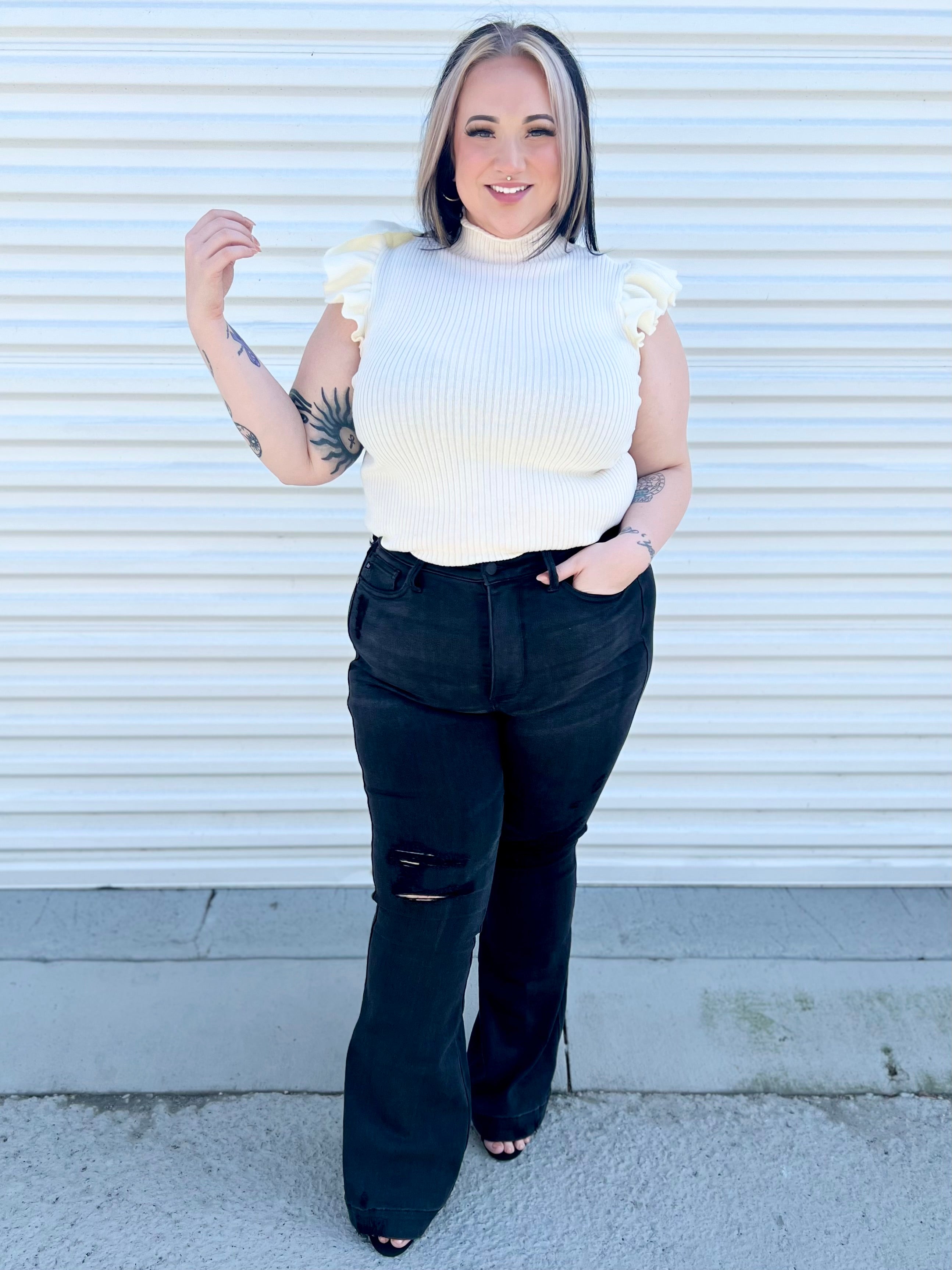 Slaying It Tummy Control Flare by Judy Blue-190 Jeans-Judy Blue-Heathered Boho Boutique, Women's Fashion and Accessories in Palmetto, FL