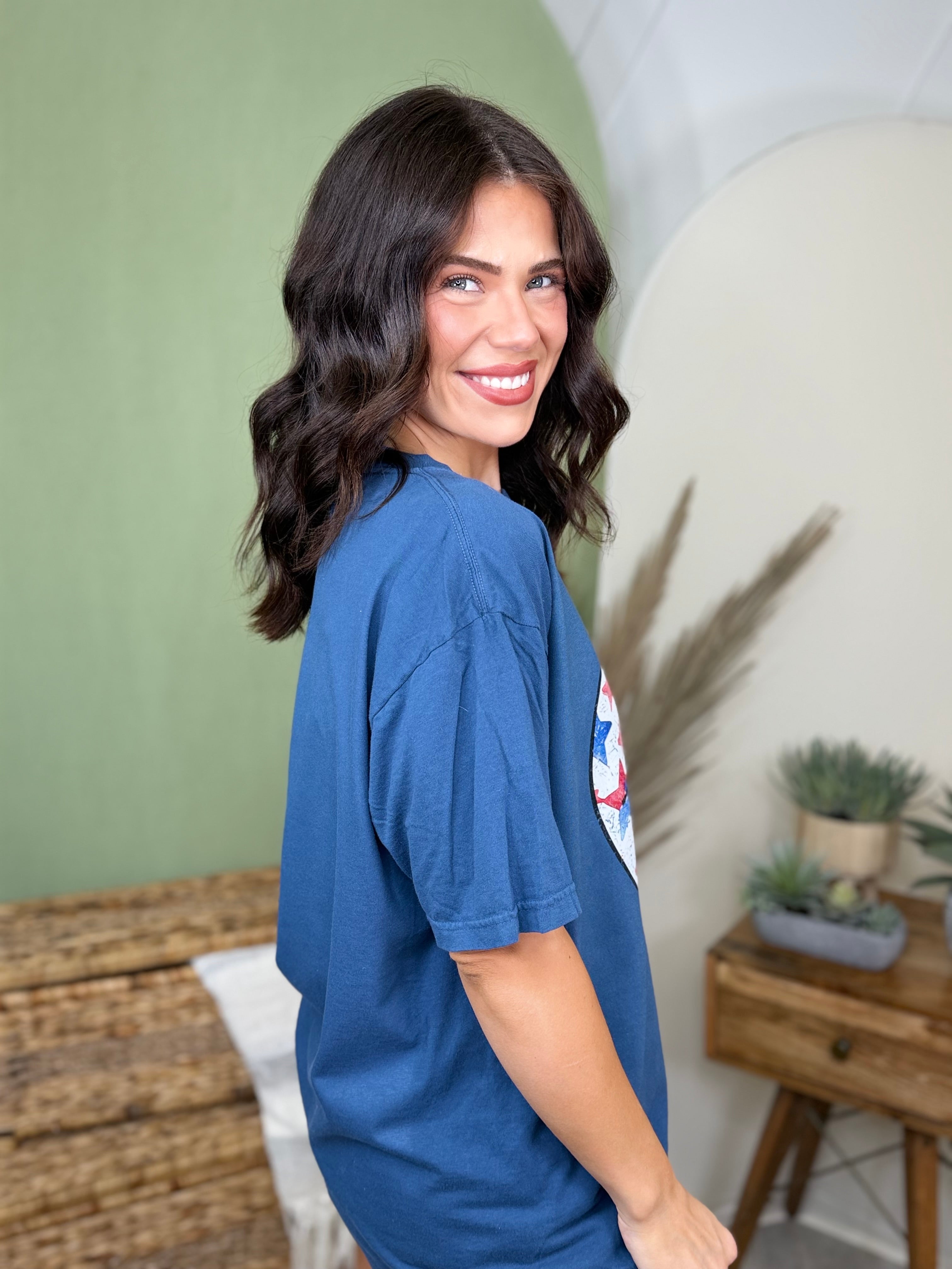 Retro 4th of July Smiley Graphic Tee-130 Graphic Tees-Heathered Boho-Heathered Boho Boutique, Women's Fashion and Accessories in Palmetto, FL