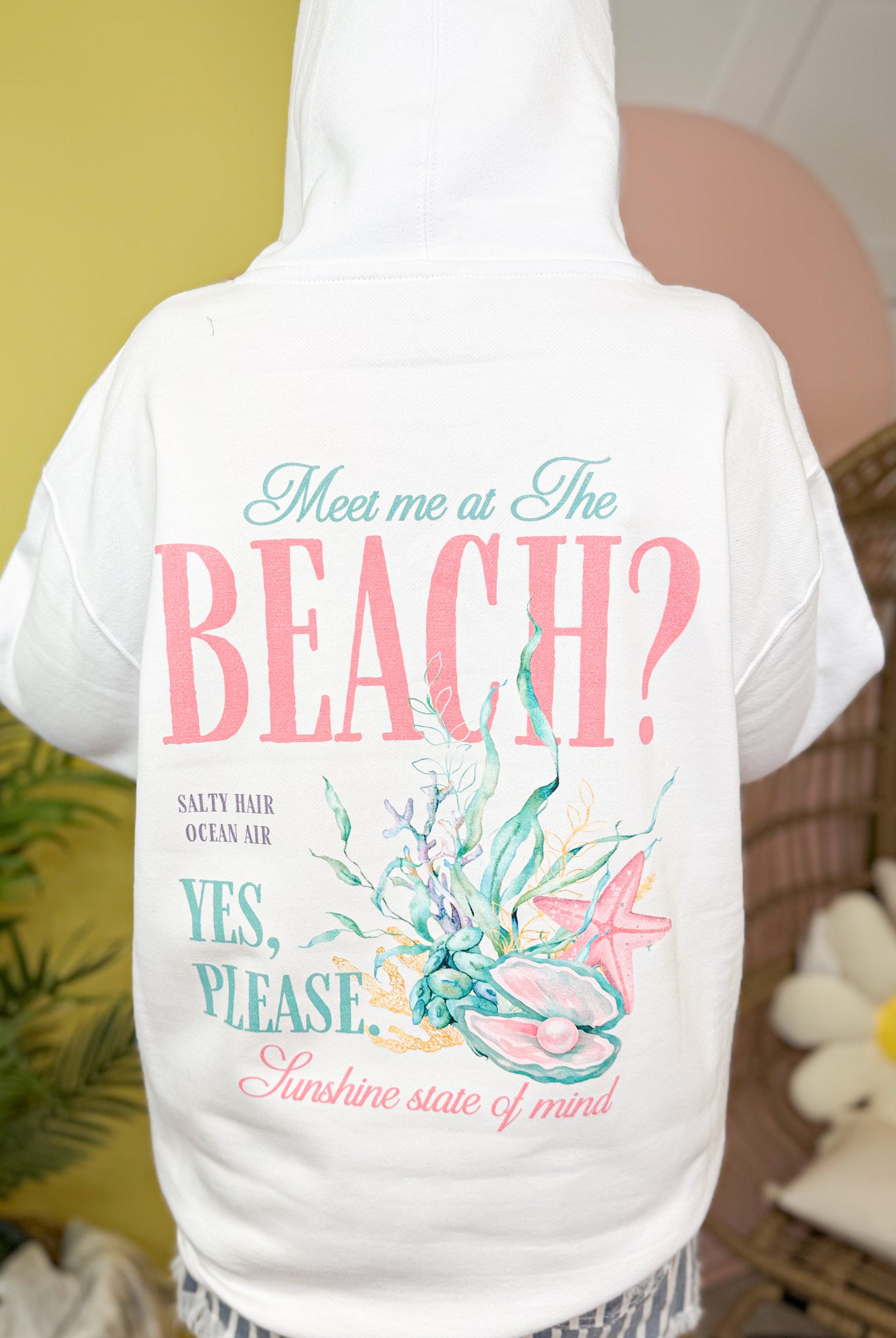 Beach Vacay Graphic Hooded Sweatshirt-130 Graphic Tees-Heathered Boho-Heathered Boho Boutique, Women's Fashion and Accessories in Palmetto, FL