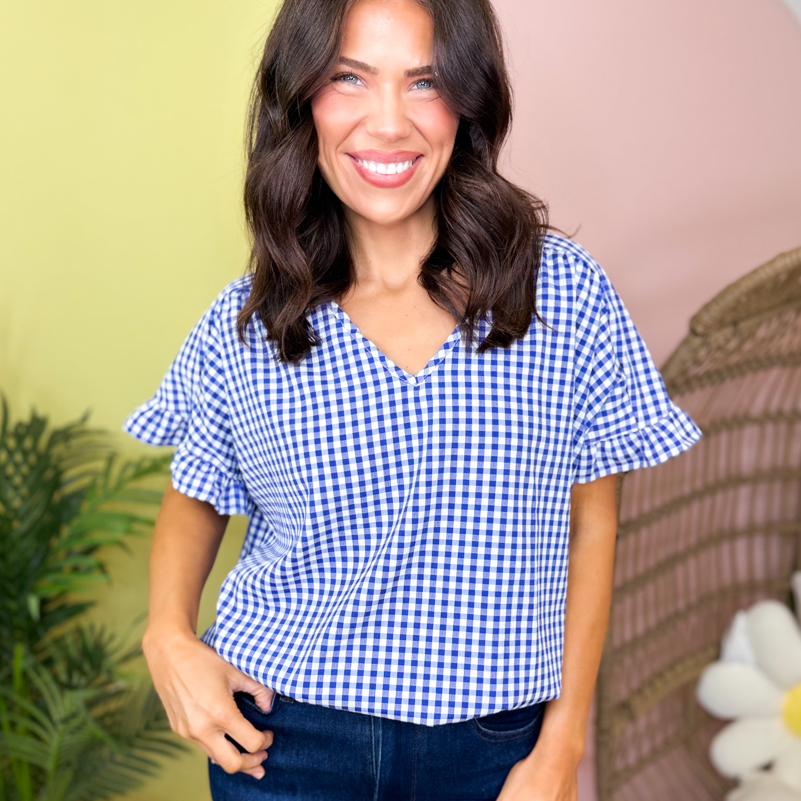 Picnic Date Ruffle Top-110 SHORT SLEEVE TOP-HEIMISH-Heathered Boho Boutique, Women's Fashion and Accessories in Palmetto, FL