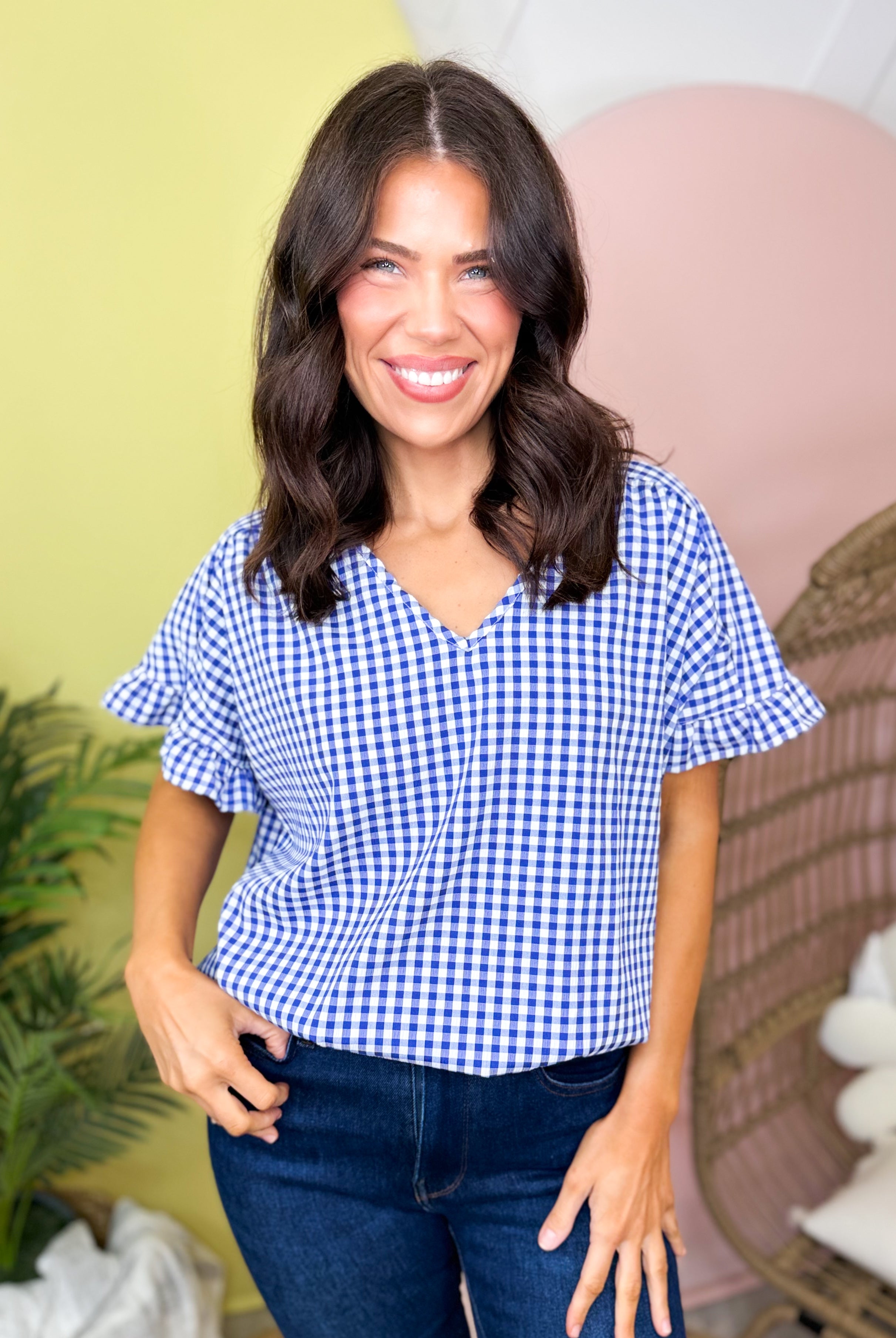 Picnic Date Ruffle Top-110 SHORT SLEEVE TOP-HEIMISH-Heathered Boho Boutique, Women's Fashion and Accessories in Palmetto, FL