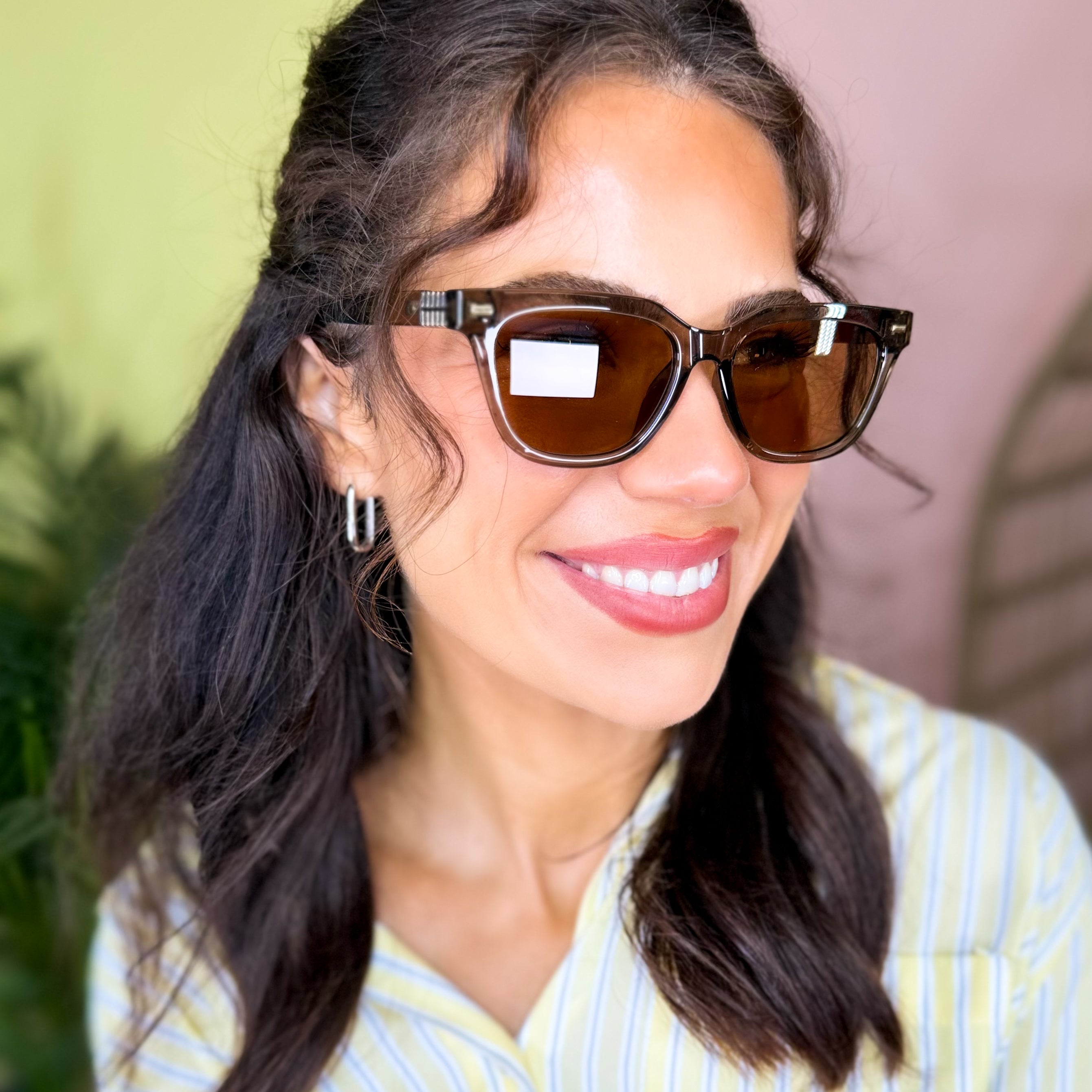 Gold Accent Bold Square Frame Sunglasses-340 Other Accessories-Fame Accessories-Heathered Boho Boutique, Women's Fashion and Accessories in Palmetto, FL