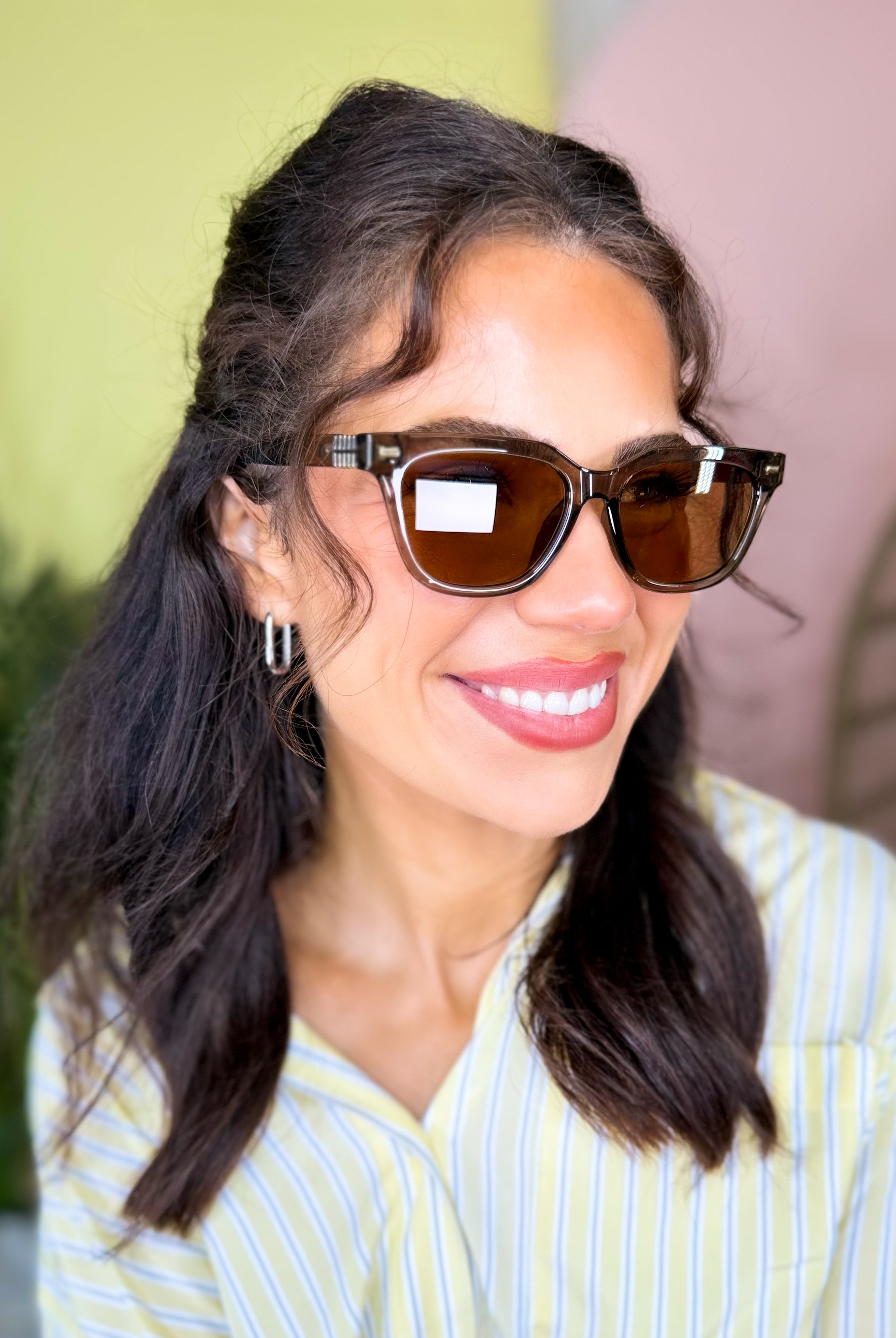 Gold Accent Bold Square Frame Sunglasses-340 Other Accessories-Fame Accessories-Heathered Boho Boutique, Women's Fashion and Accessories in Palmetto, FL