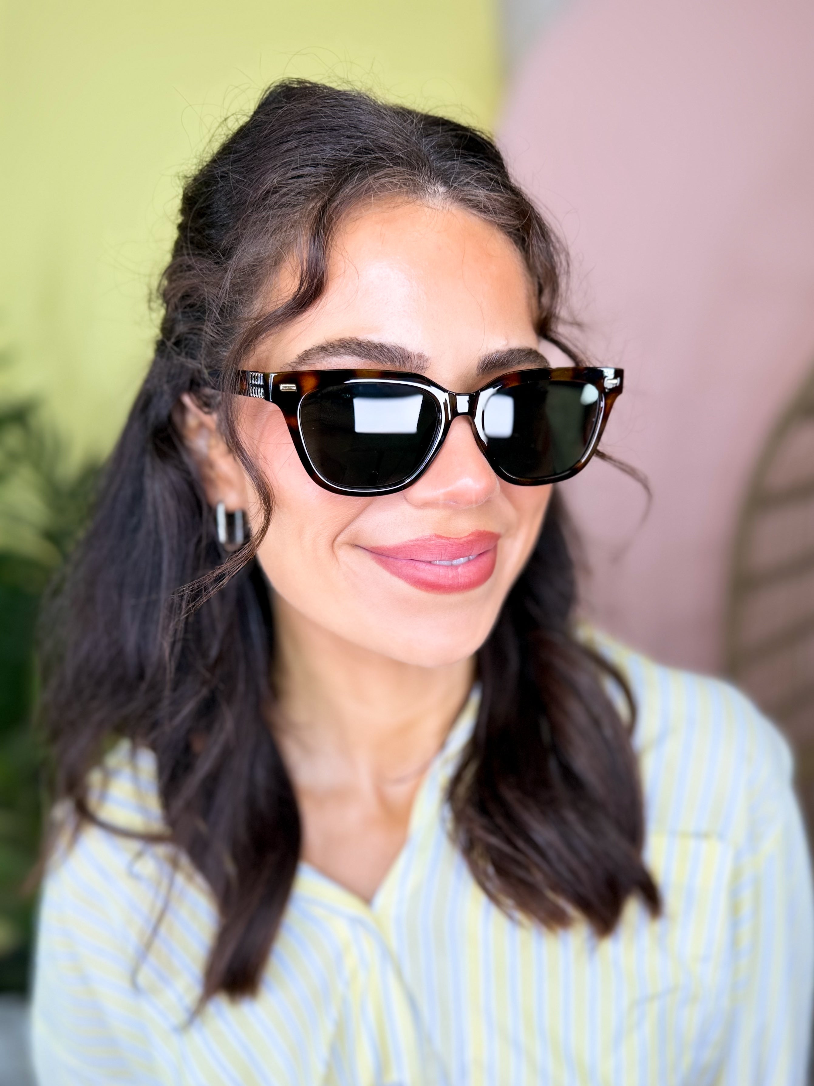 Gold Accent Bold Square Frame Sunglasses-340 Other Accessories-Fame Accessories-Heathered Boho Boutique, Women's Fashion and Accessories in Palmetto, FL