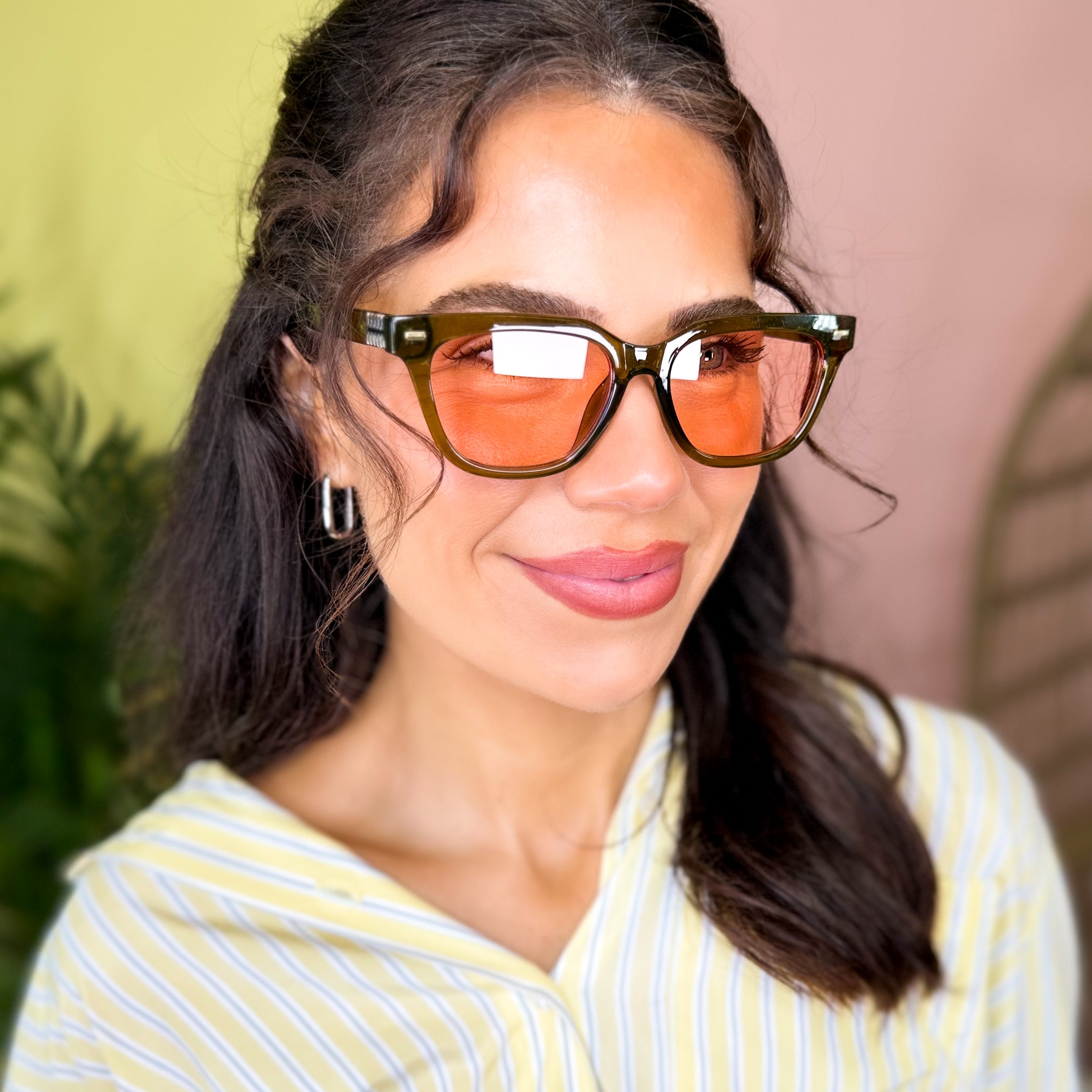 Gold Accent Bold Square Frame Sunglasses-340 Other Accessories-Fame Accessories-Heathered Boho Boutique, Women's Fashion and Accessories in Palmetto, FL