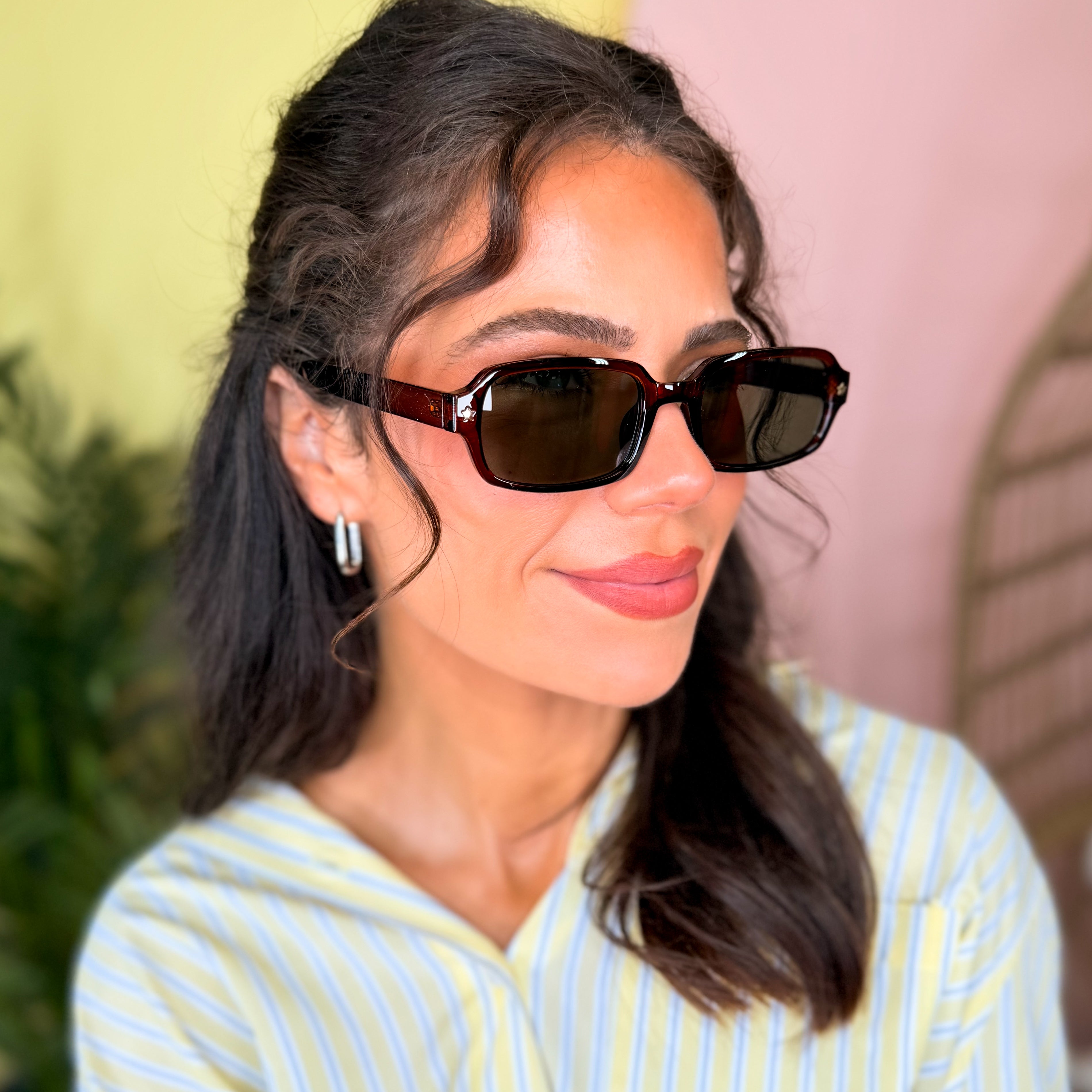 Star Accent Detail Rectangle Frame Sunglasses-340 Other Accessories-Fame Accessories-Heathered Boho Boutique, Women's Fashion and Accessories in Palmetto, FL