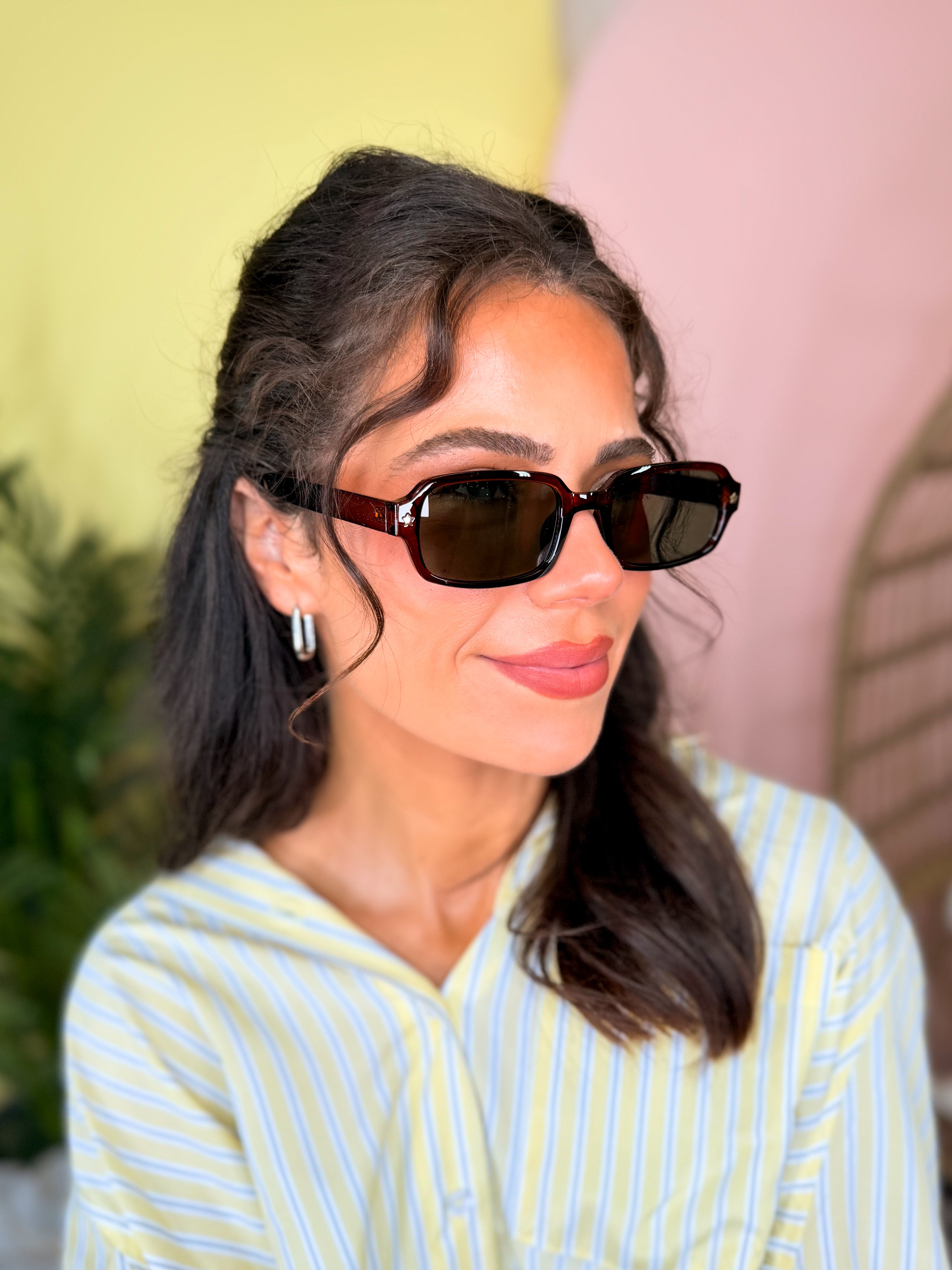 Star Accent Detail Rectangle Frame Sunglasses-340 Other Accessories-Fame Accessories-Heathered Boho Boutique, Women's Fashion and Accessories in Palmetto, FL