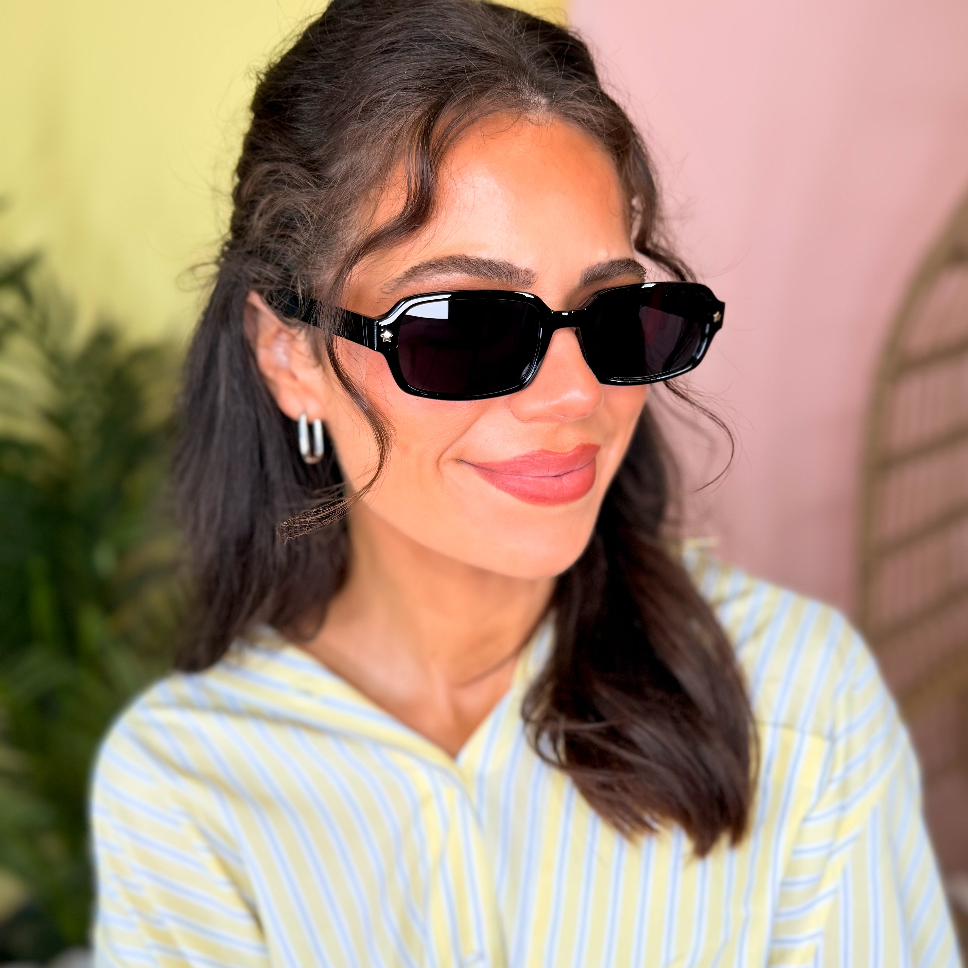 Star Accent Detail Rectangle Frame Sunglasses-340 Other Accessories-Fame Accessories-Heathered Boho Boutique, Women's Fashion and Accessories in Palmetto, FL