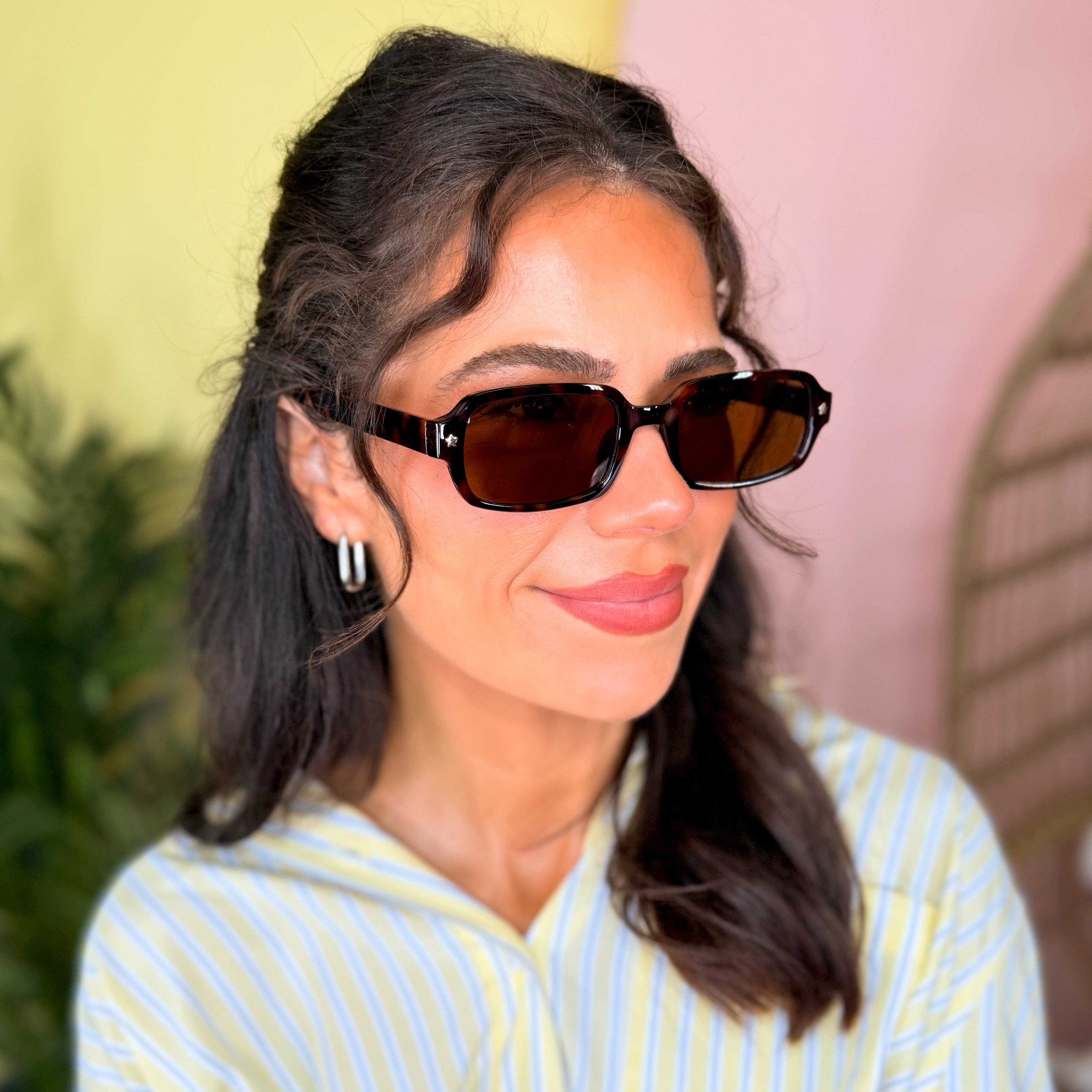 Star Accent Detail Rectangle Frame Sunglasses-340 Other Accessories-Fame Accessories-Heathered Boho Boutique, Women's Fashion and Accessories in Palmetto, FL