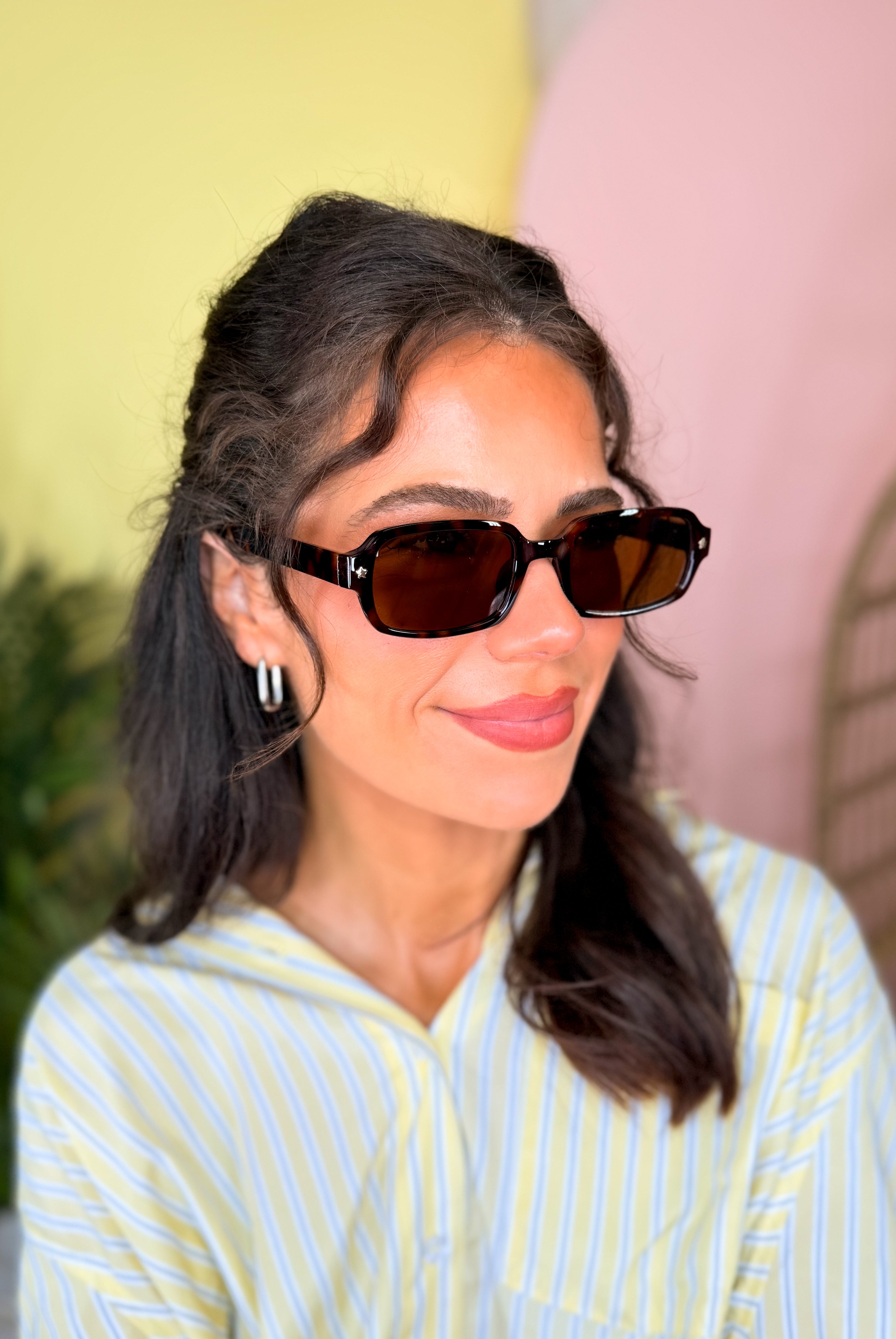 Star Accent Detail Rectangle Frame Sunglasses-340 Other Accessories-Fame Accessories-Heathered Boho Boutique, Women's Fashion and Accessories in Palmetto, FL