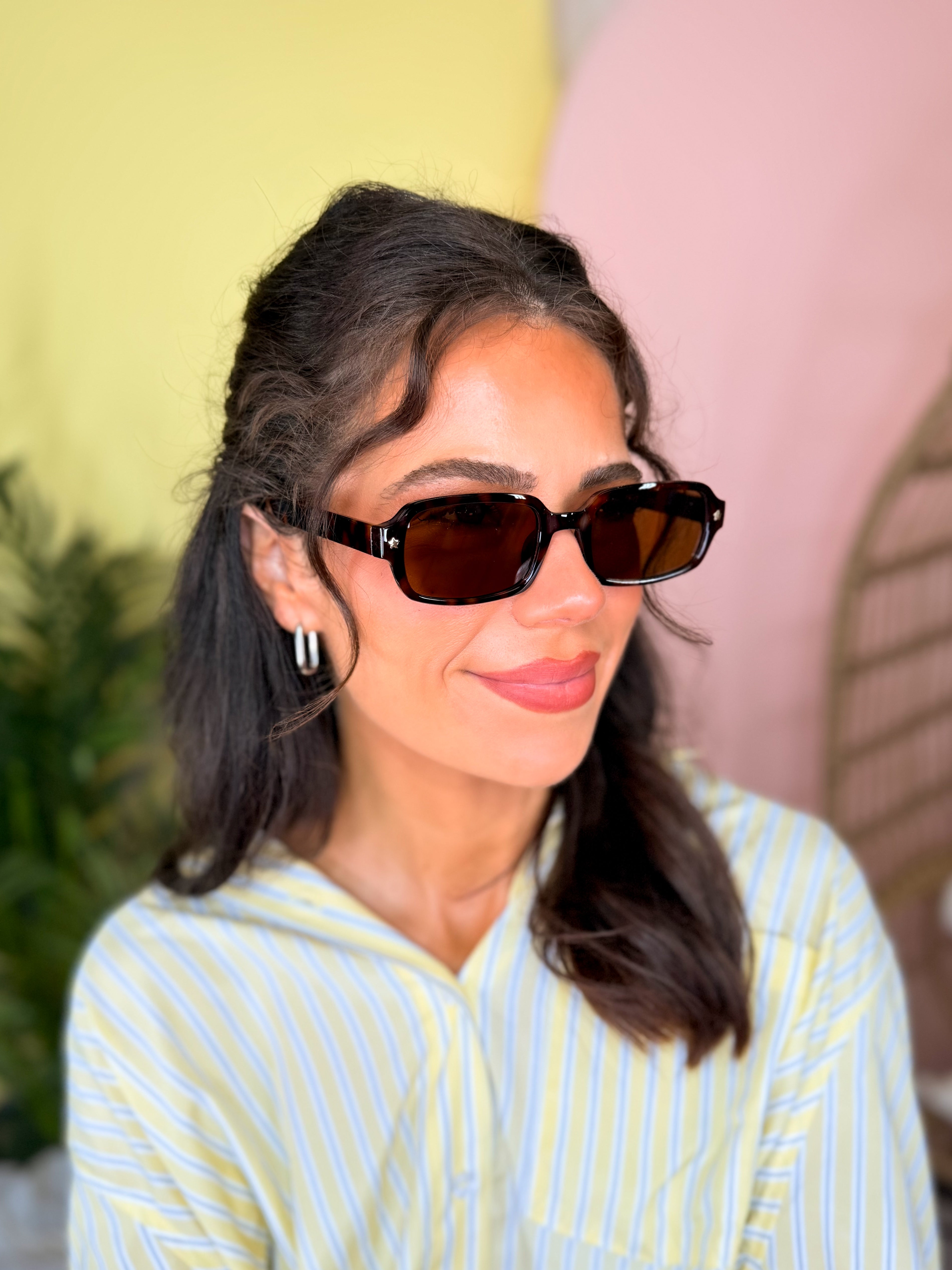 Star Accent Detail Rectangle Frame Sunglasses-340 Other Accessories-Fame Accessories-Heathered Boho Boutique, Women's Fashion and Accessories in Palmetto, FL