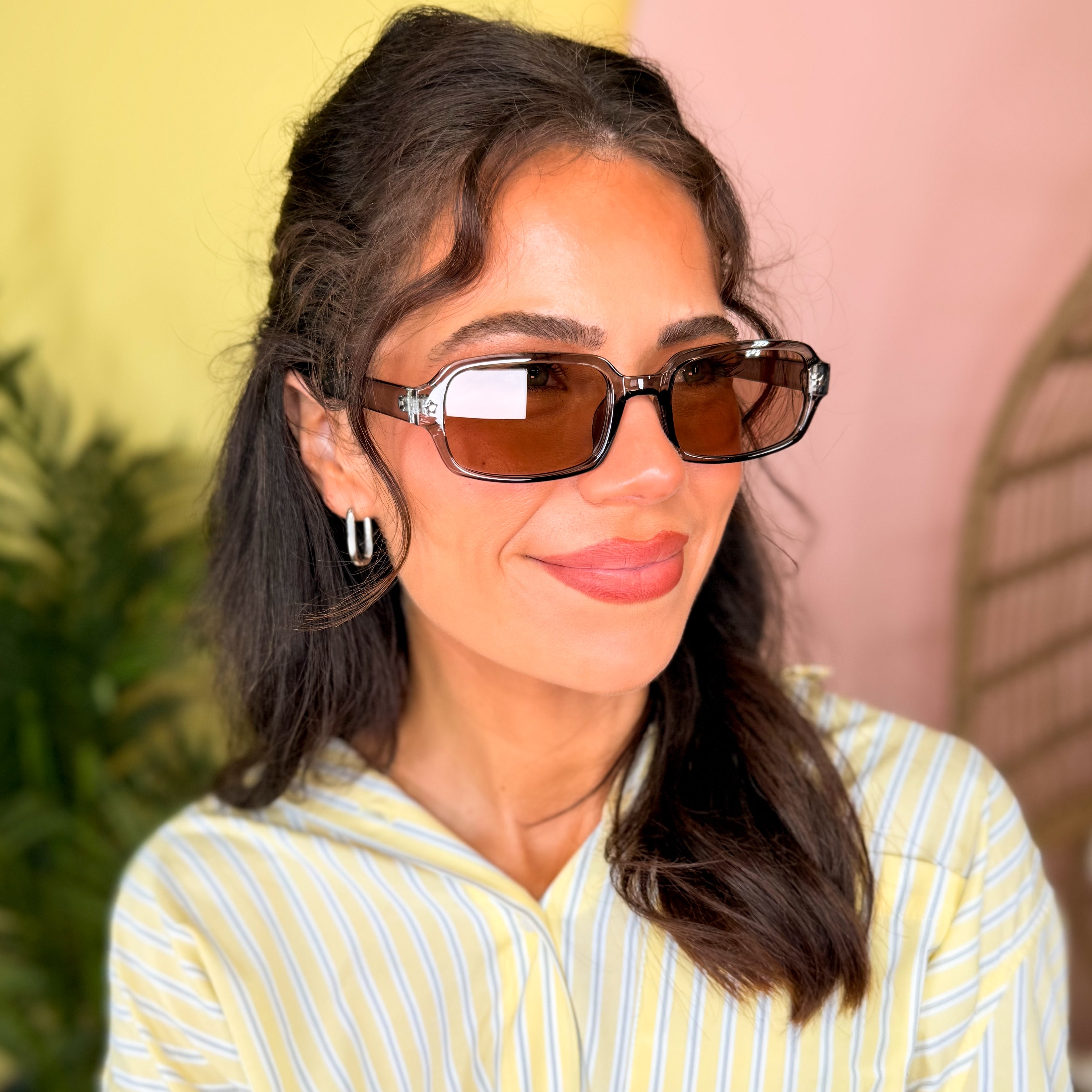 Star Accent Detail Rectangle Frame Sunglasses-340 Other Accessories-Fame Accessories-Heathered Boho Boutique, Women's Fashion and Accessories in Palmetto, FL