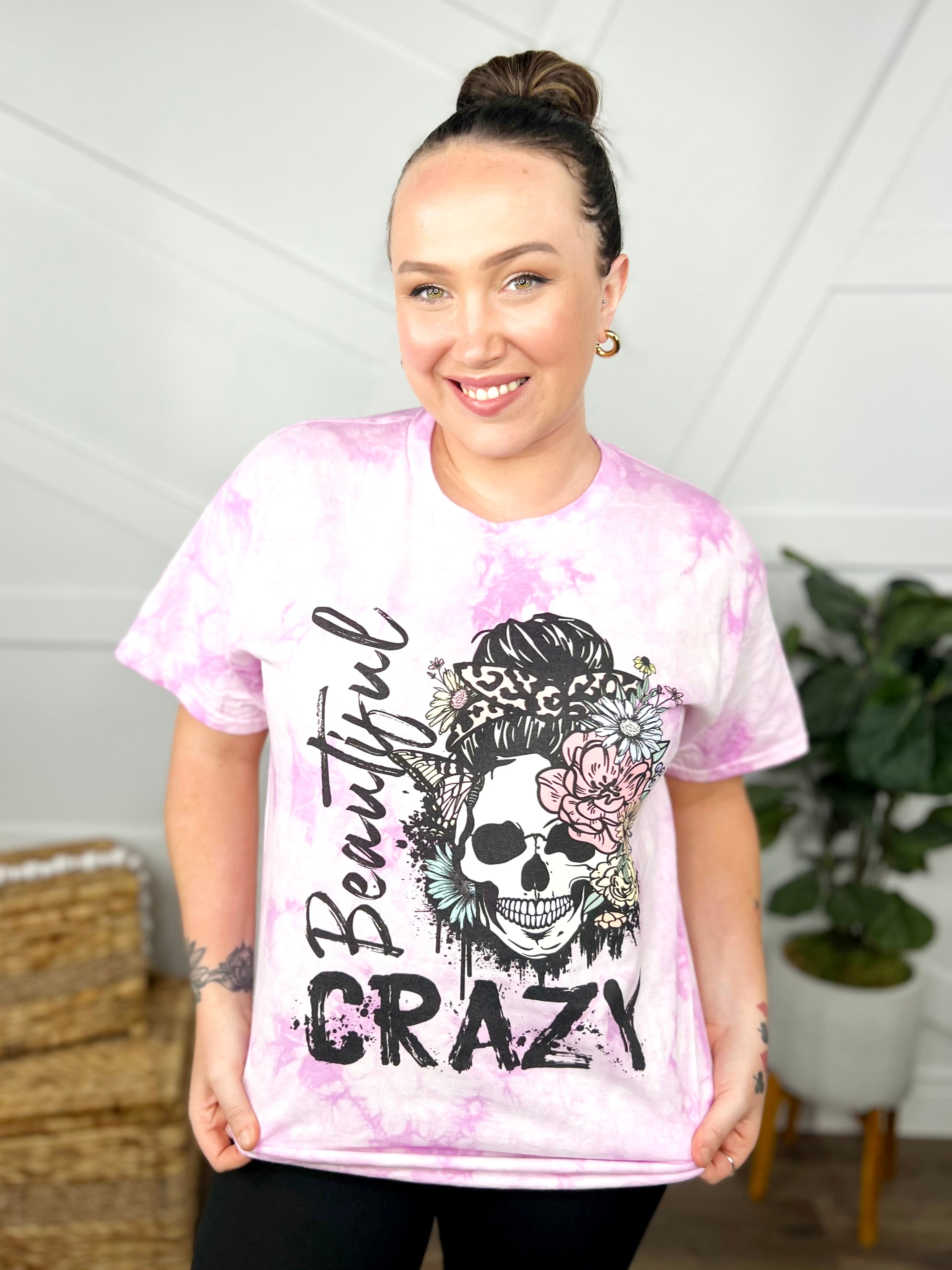 Beautiful Crazy Graphic Tee-130 Graphic Tees-Heathered Boho-Heathered Boho Boutique, Women's Fashion and Accessories in Palmetto, FL
