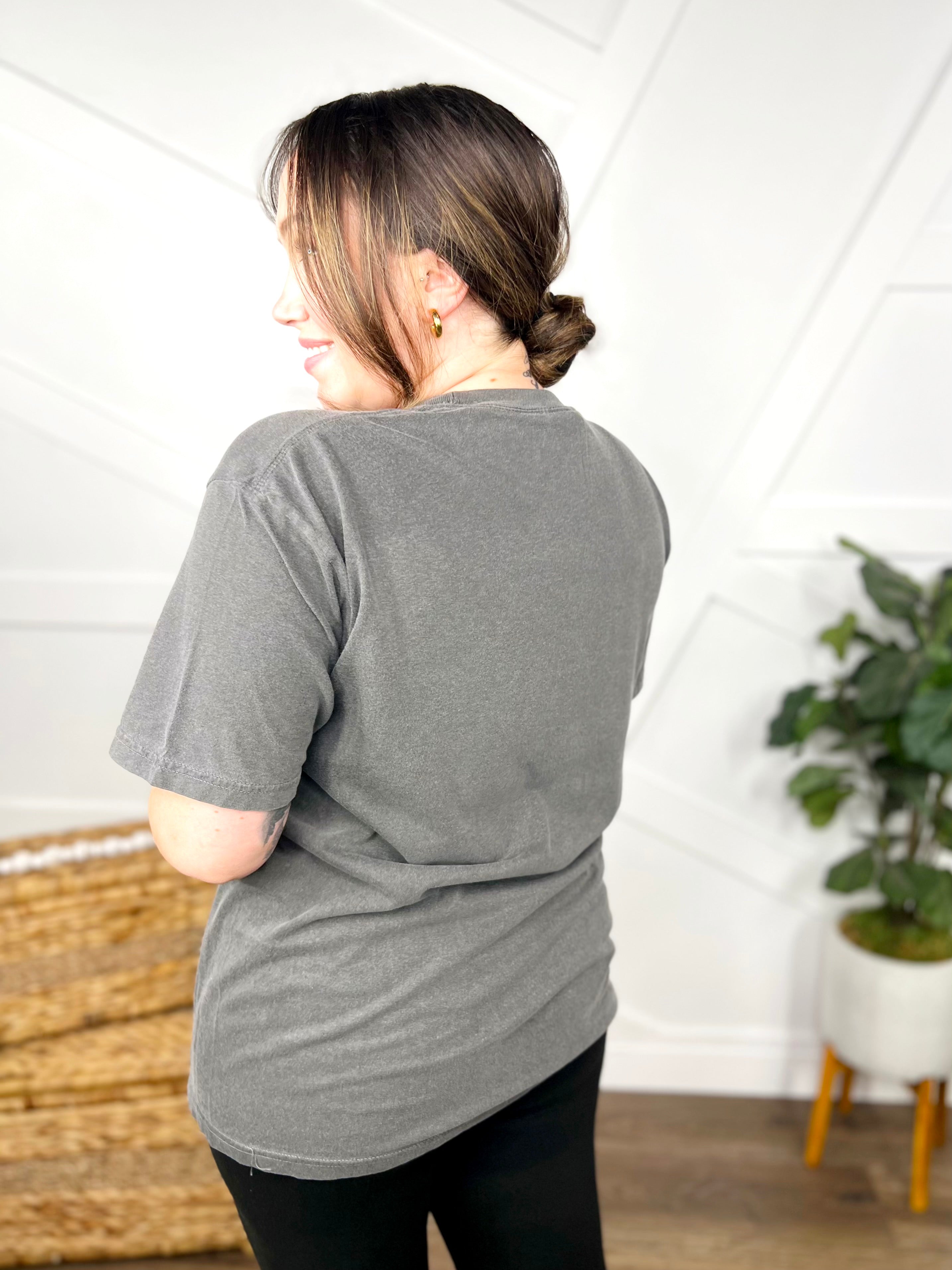 Pastel Butterflies Graphic Tee-130 Graphic Tees-Heathered Boho-Heathered Boho Boutique, Women's Fashion and Accessories in Palmetto, FL