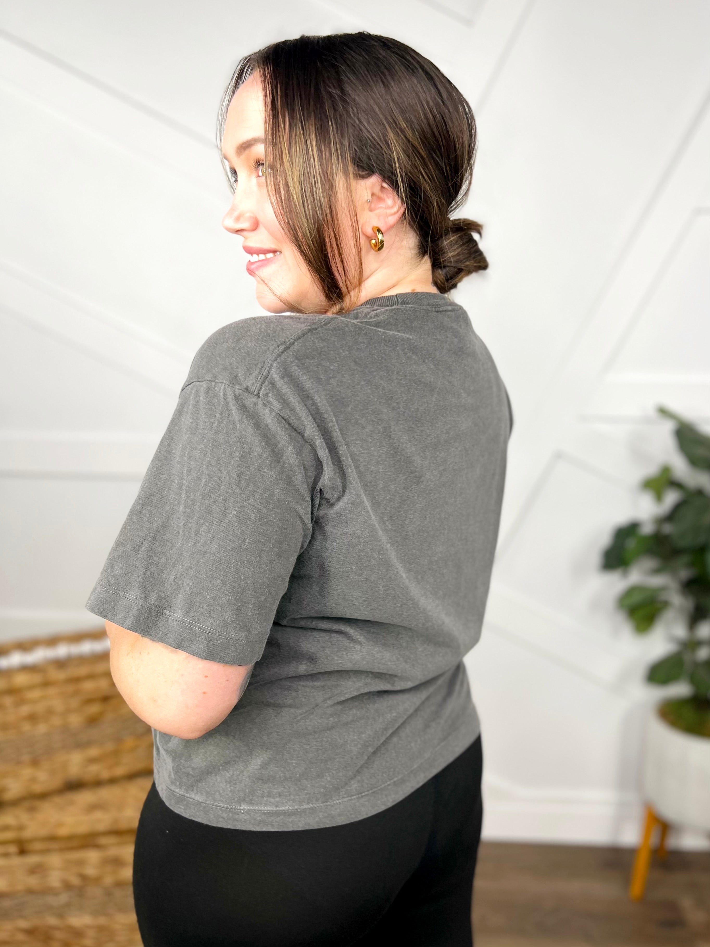 Pastel Butterflies Graphic Boxy Tee-130 Graphic Tees-Heathered Boho-Heathered Boho Boutique, Women's Fashion and Accessories in Palmetto, FL