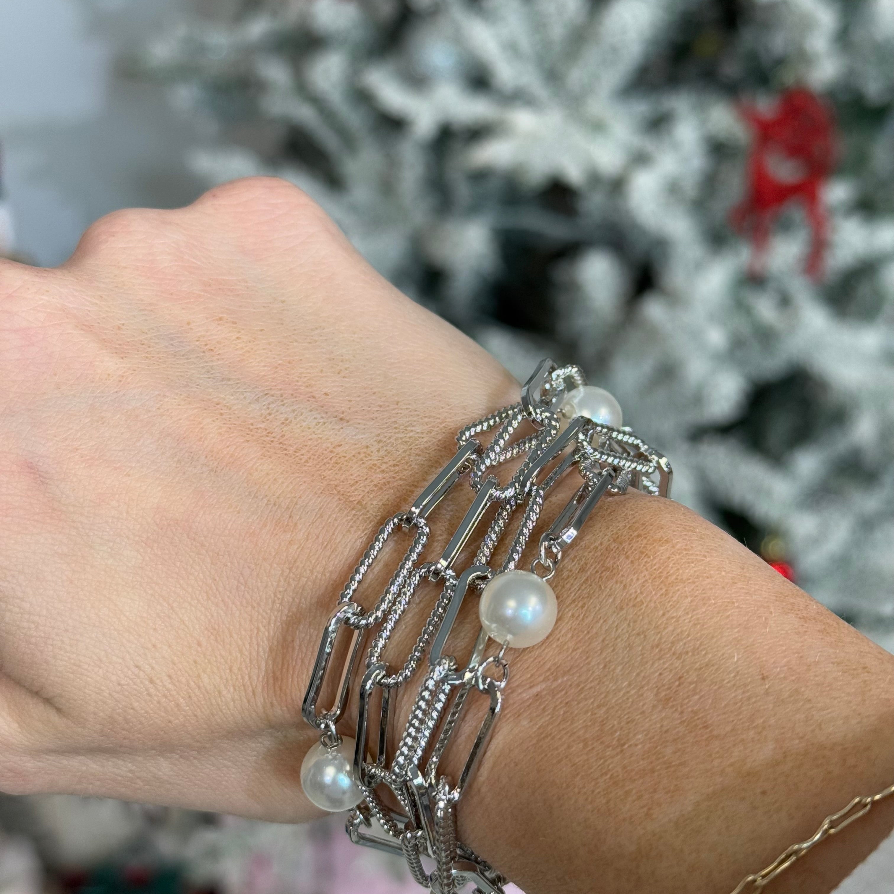 Paper Linked Pearls Bracelet-310 Jewelry-JOSEPH ANTHONY NY, INC.-Heathered Boho Boutique, Women's Fashion and Accessories in Palmetto, FL