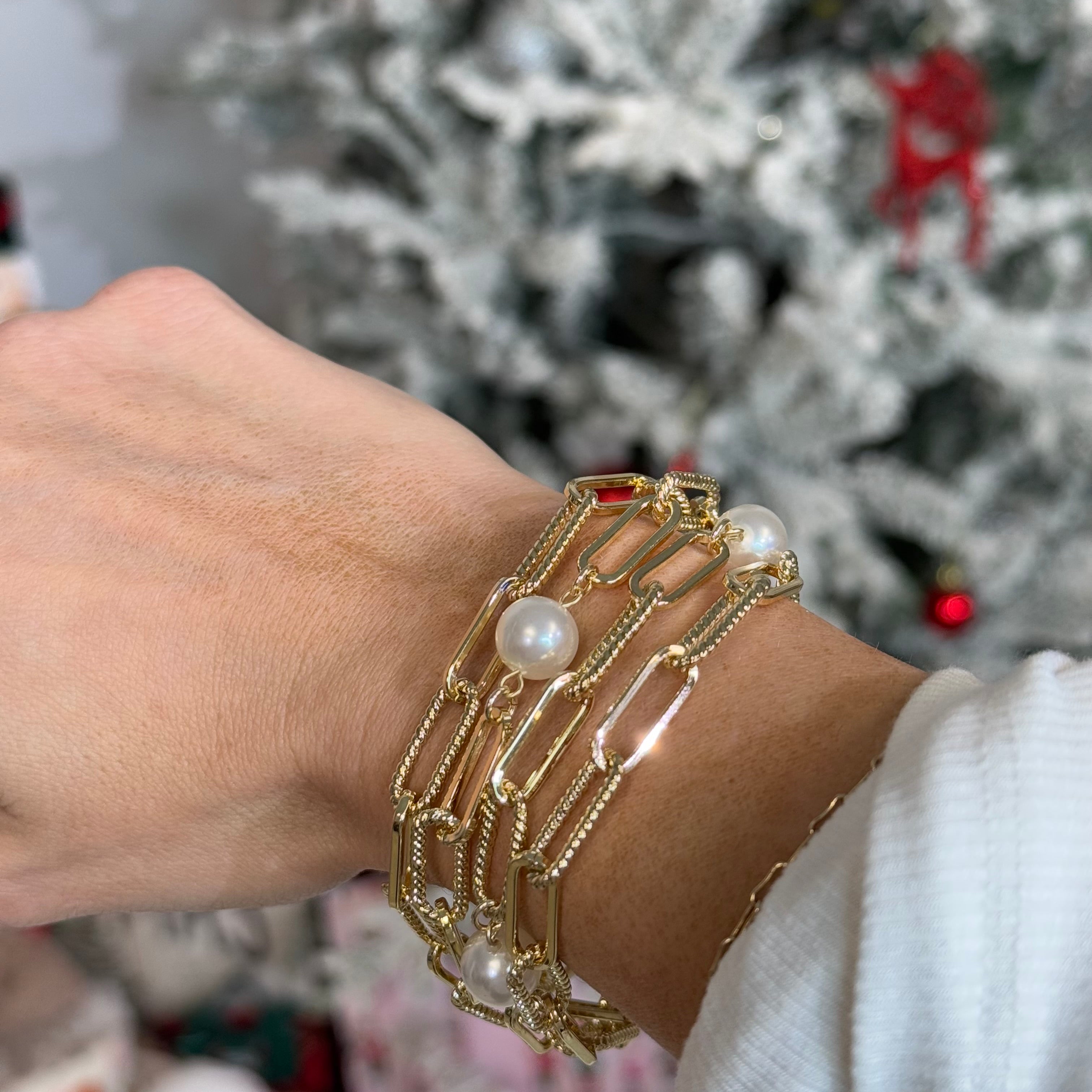 Paper Linked Pearls Bracelet-310 Jewelry-JOSEPH ANTHONY NY, INC.-Heathered Boho Boutique, Women's Fashion and Accessories in Palmetto, FL