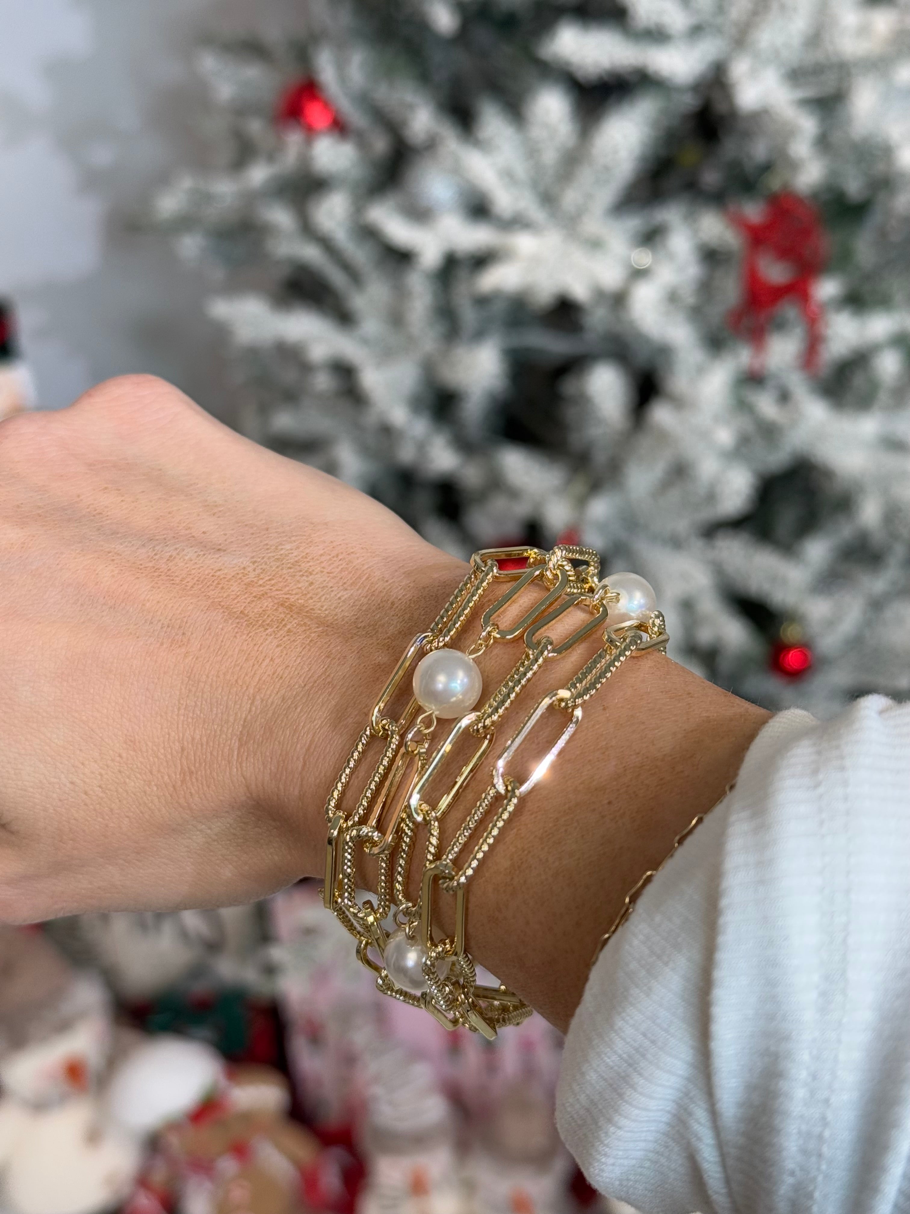 Paper Linked Pearls Bracelet-310 Jewelry-JOSEPH ANTHONY NY, INC.-Heathered Boho Boutique, Women's Fashion and Accessories in Palmetto, FL