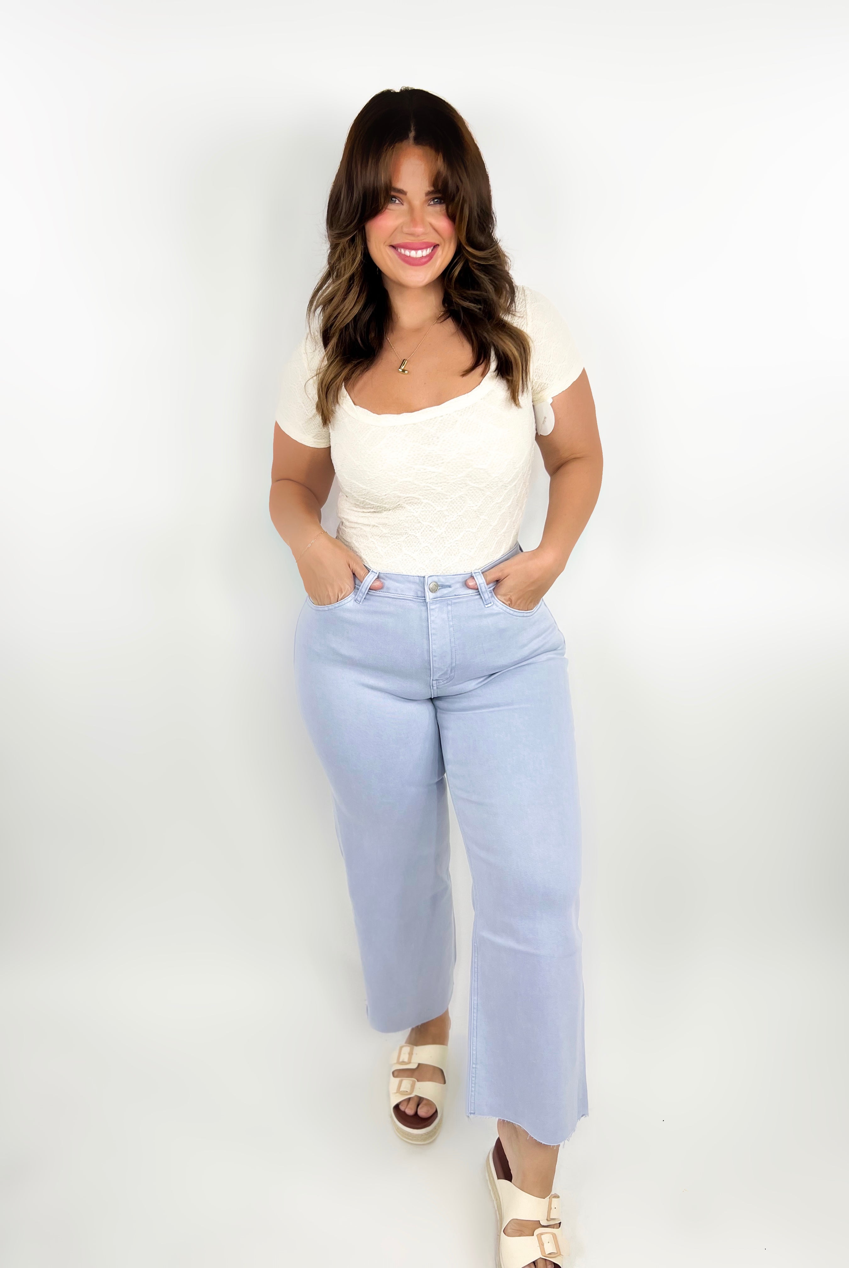 Grey Dawn Wide Leg Jeans-190 Jeans-Vervet-Heathered Boho Boutique, Women's Fashion and Accessories in Palmetto, FL