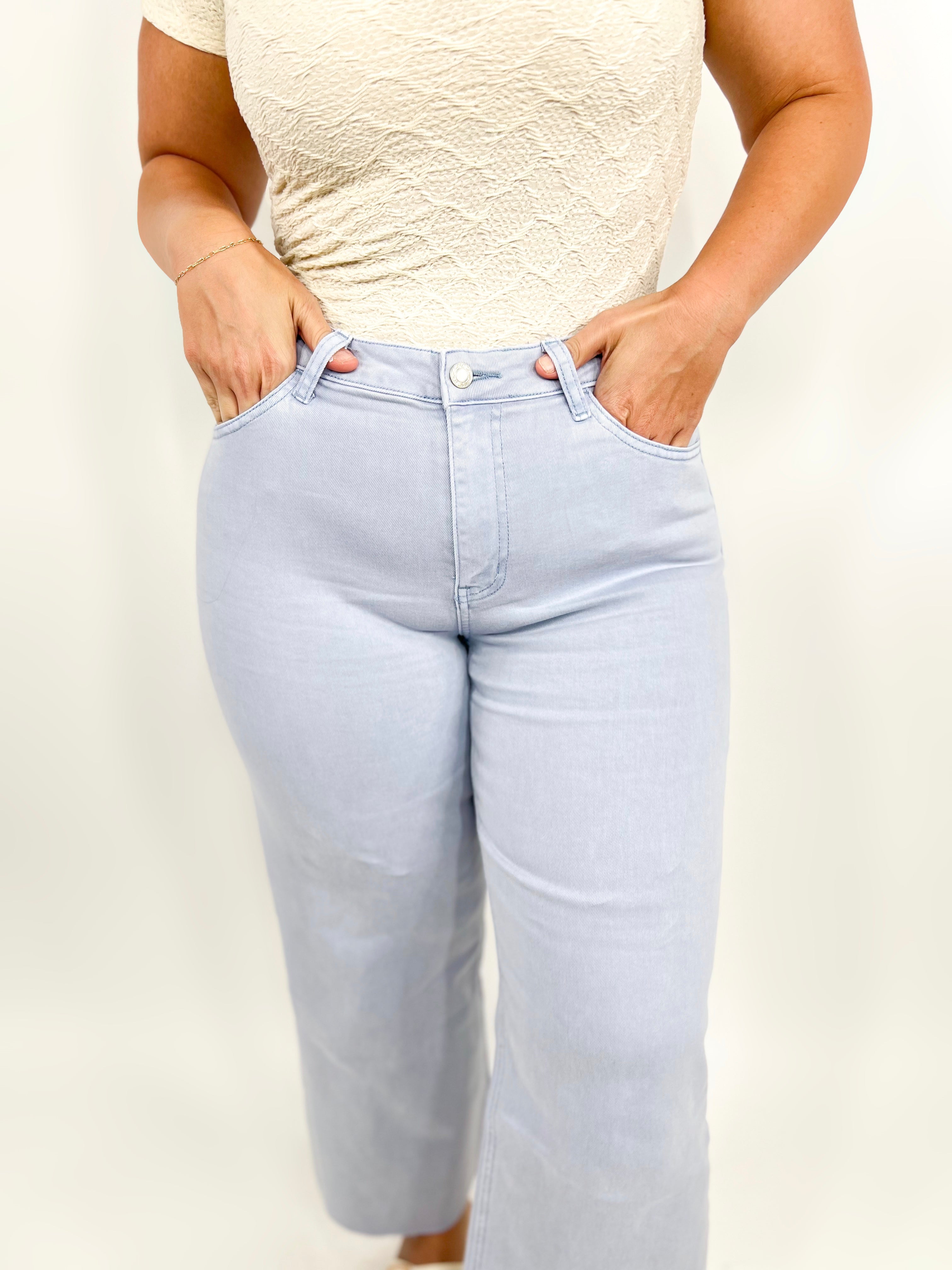 Grey Dawn Wide Leg Jeans-190 Jeans-Vervet-Heathered Boho Boutique, Women's Fashion and Accessories in Palmetto, FL