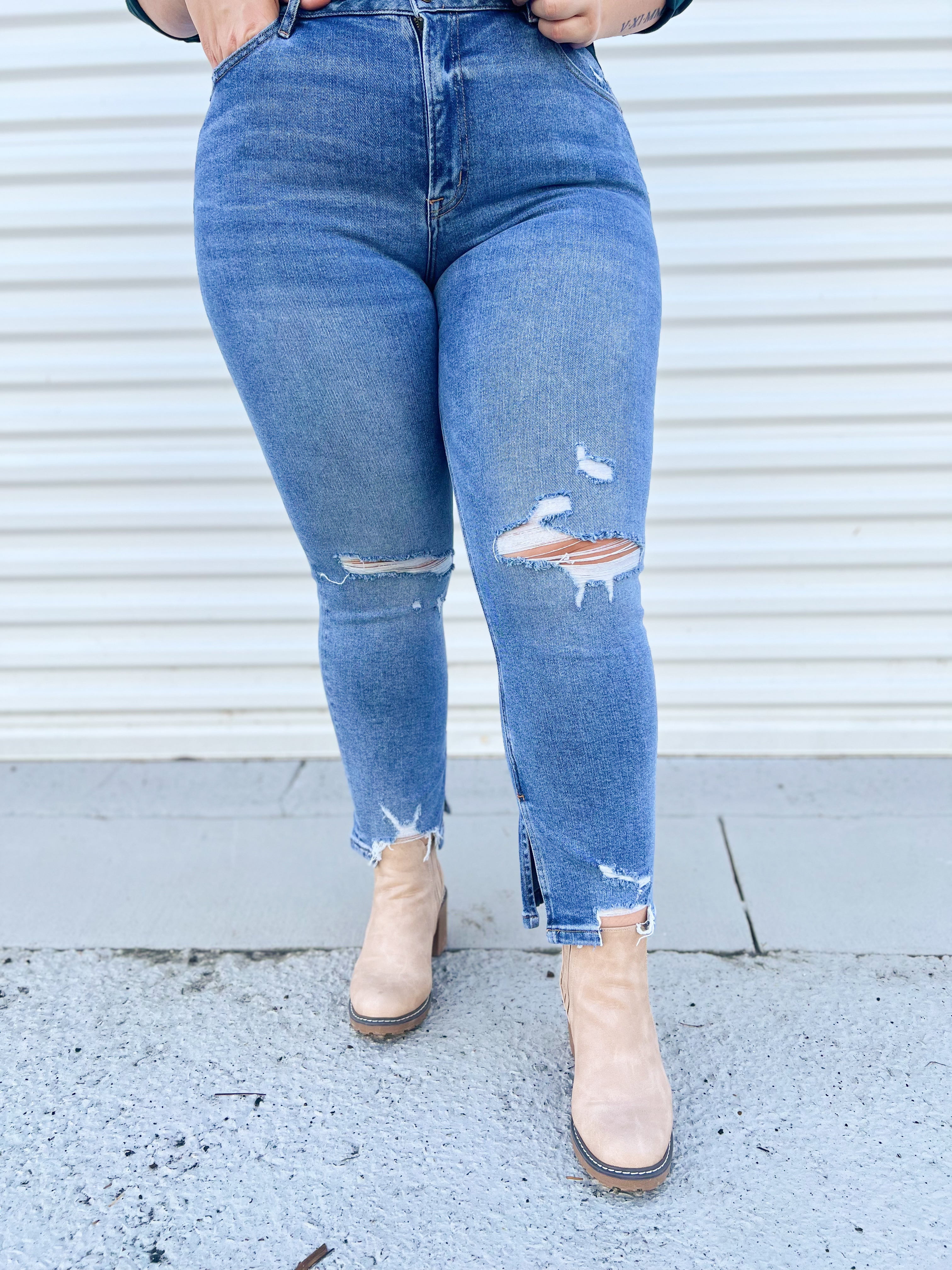 Under the Table Straight Leg Jeans-190 Jeans-Mica Denim-Heathered Boho Boutique, Women's Fashion and Accessories in Palmetto, FL