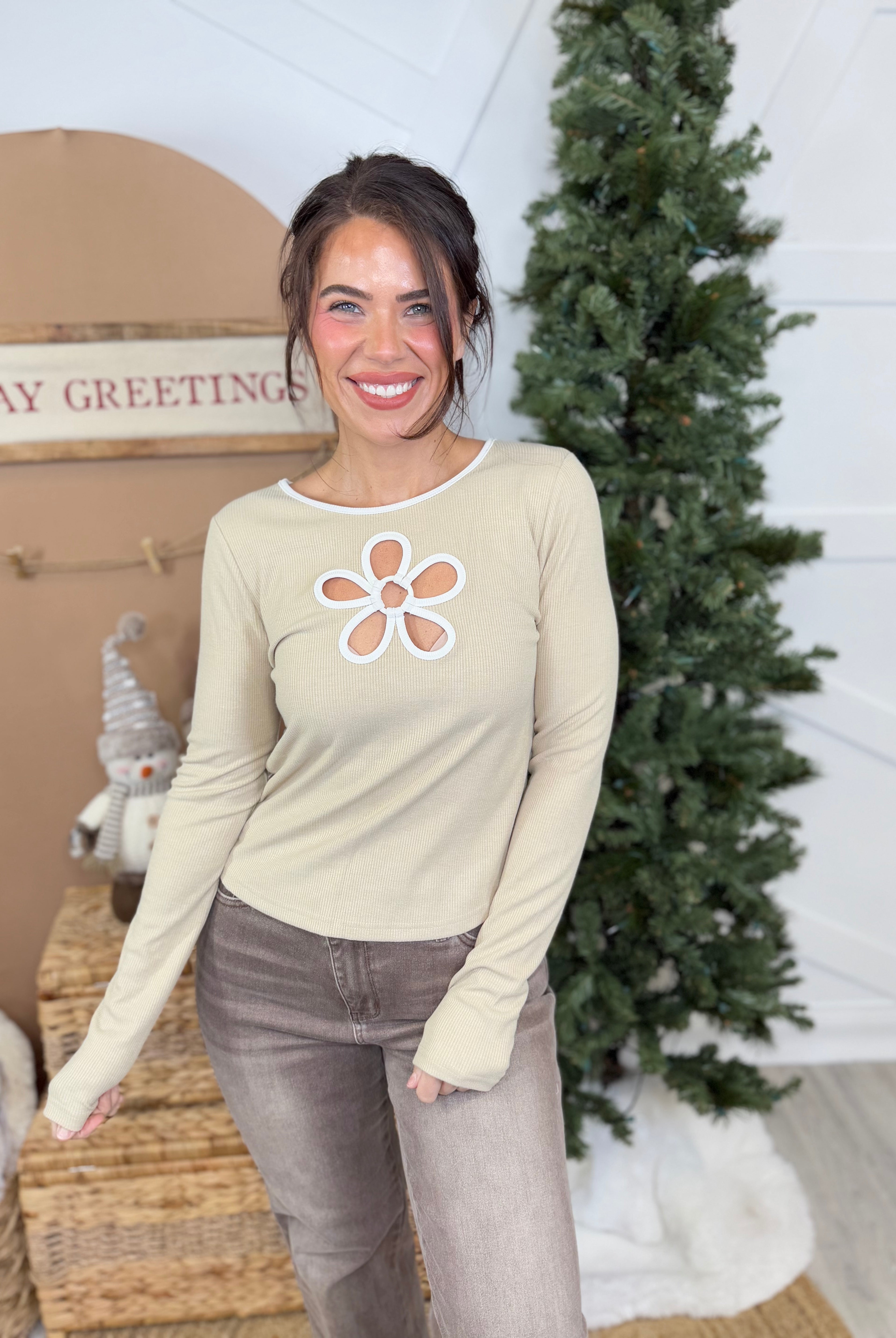 Simply Sweet Top-120 LONG SLEEVE TOPS-oddi-Heathered Boho Boutique, Women's Fashion and Accessories in Palmetto, FL